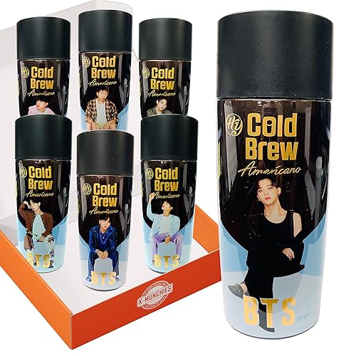 K-Munchies Paldo BTS Coffee 7 x 9.1 fl oz BTS Cold Brew Coffee Americano Premium Bebida de café frío embotellada Café enlatado instantáneo