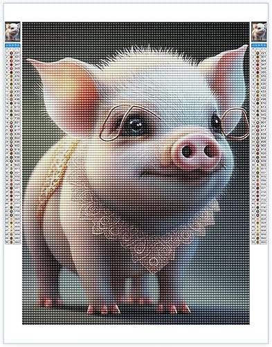 Noche Kits de pintura de diamantes de cerdo lindo para adultos, kits de arte de diamantes 5D para bricolaje, diamante de taladro completo para