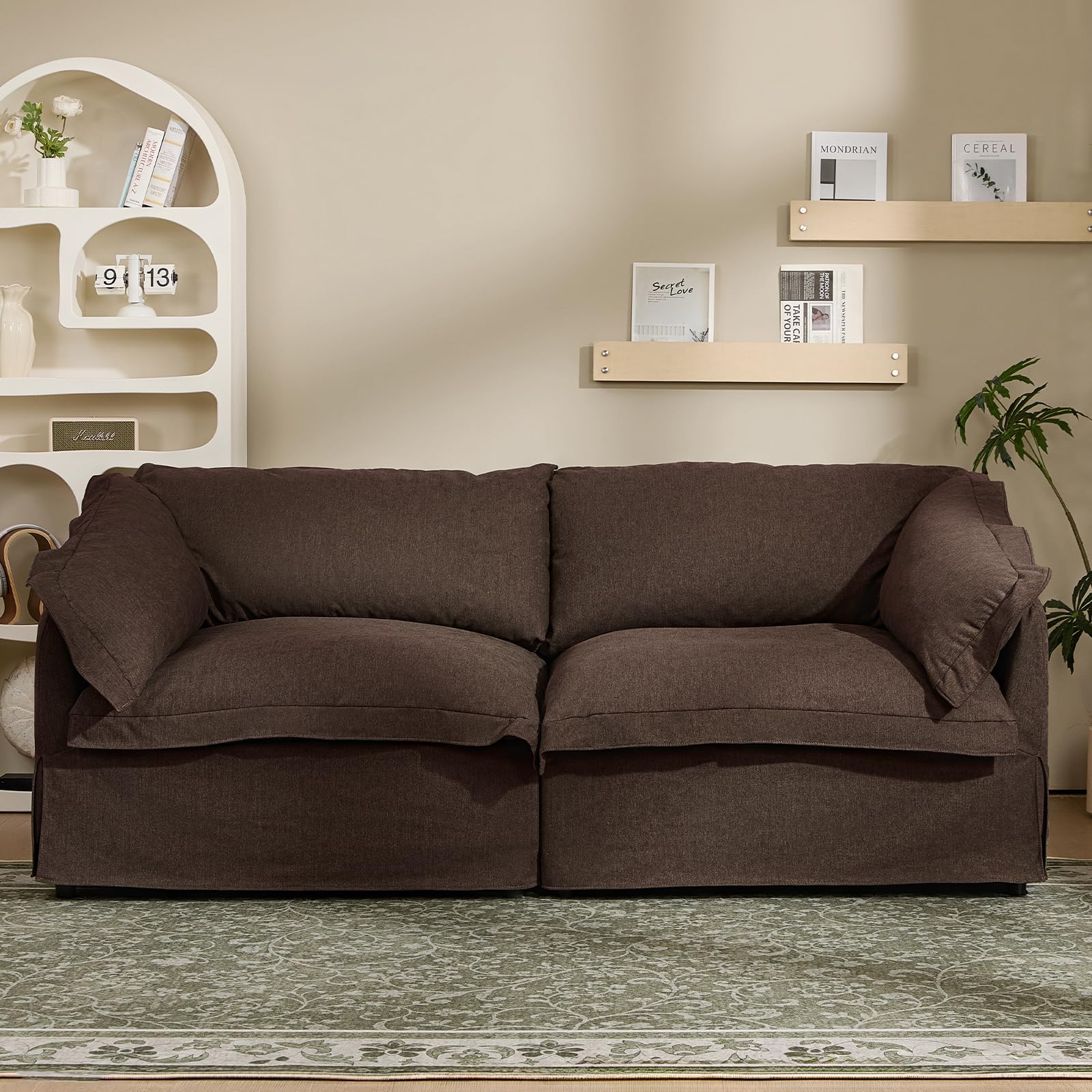 81 Sofa Couch with Storage 3 Seater Sofa with Extra Deep Seats Retro Couch with Removable Washable Cover