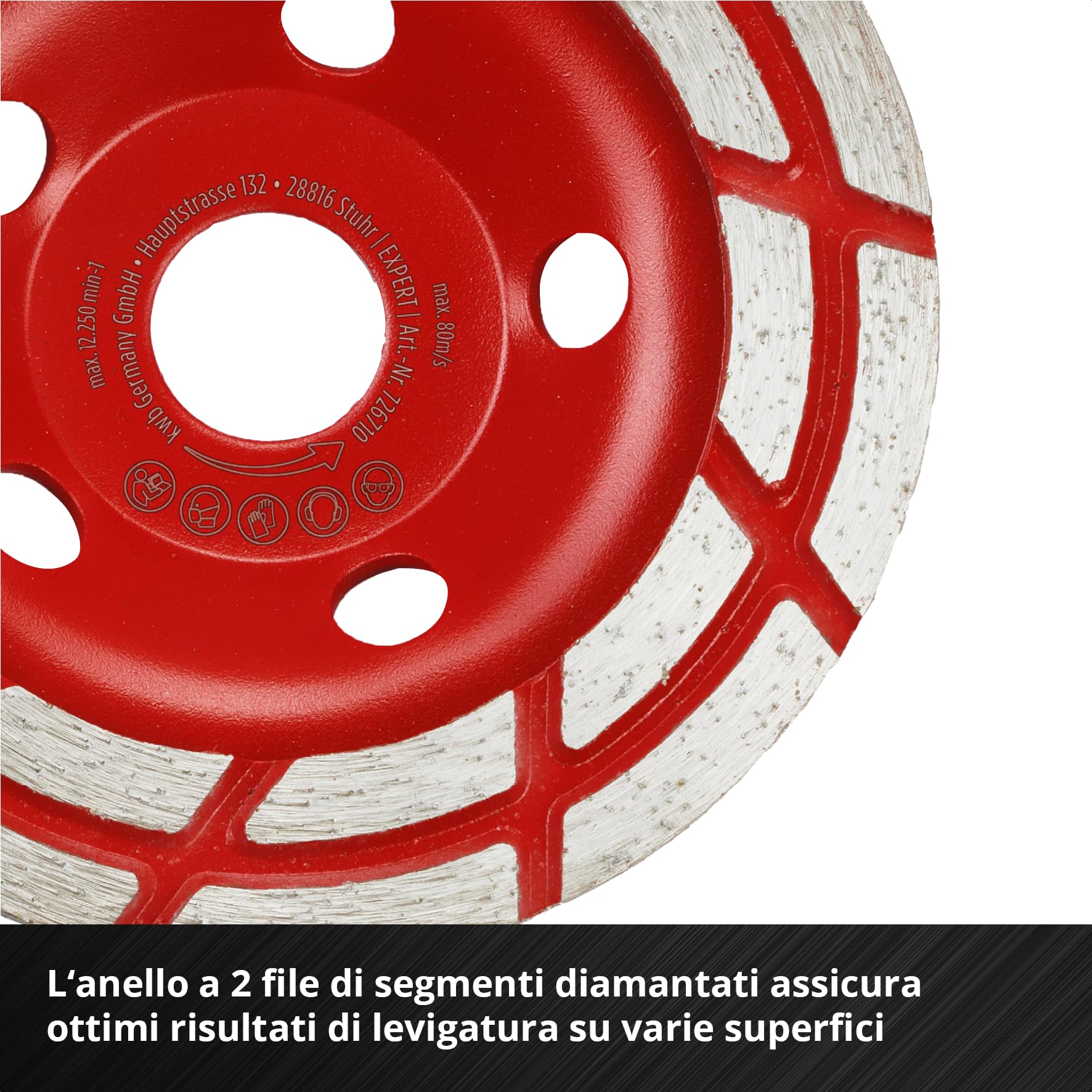 kwb mola a tazza diamantata, disco diamantato (con bordo a 2 file, Ø 125 mm, per smerigliatrici angolari, ideale per calcestruzzo con armatura, intonaco, massetto e colla per piastrelle)