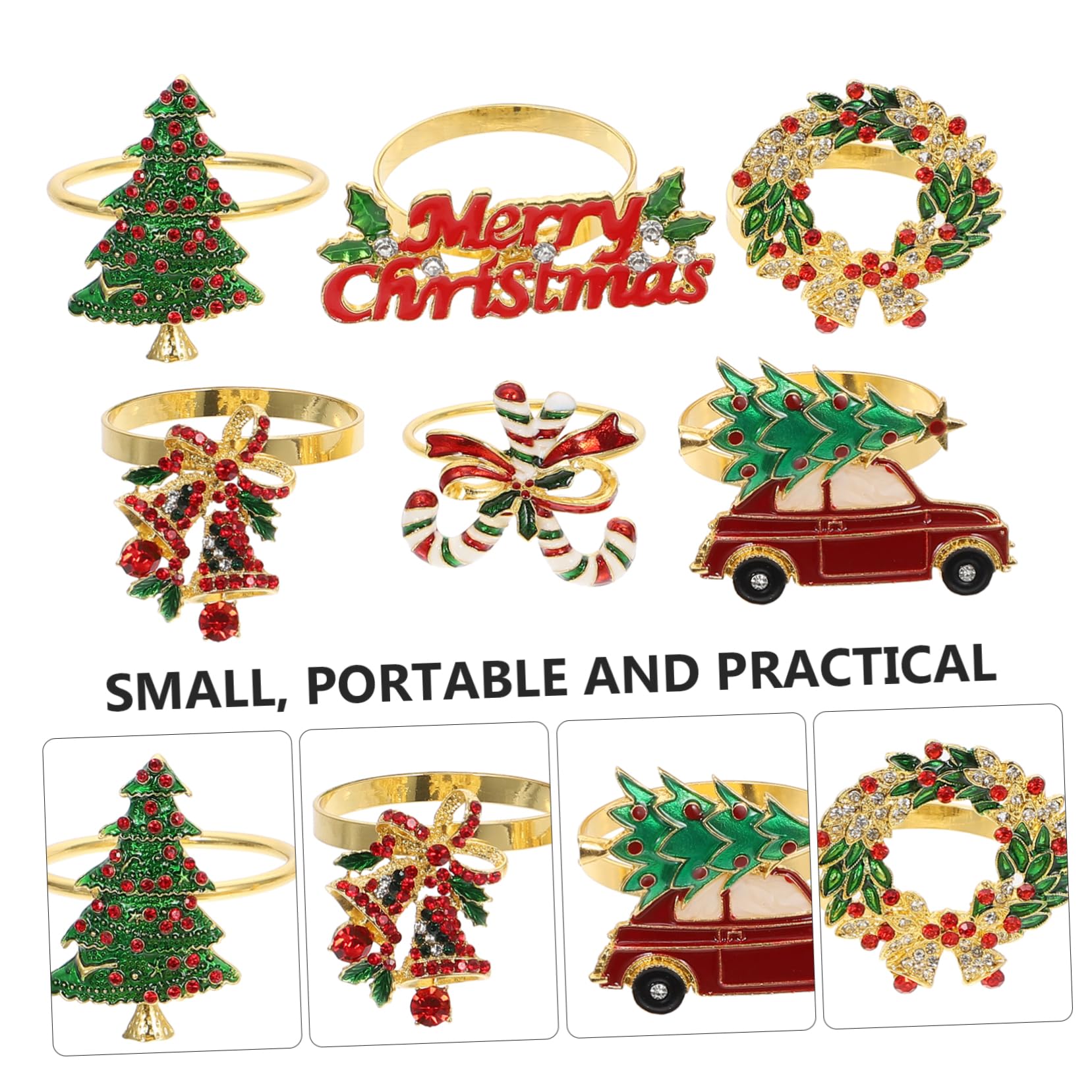 Cabilock 3 Ensembles Lot De 3 Boucles De Serviette De Noël Bannière Gnomes Décoration De Porte De Garage De Noël Guirlande Ronds De Serviette De Arbre De Noël 6 pièces * 3