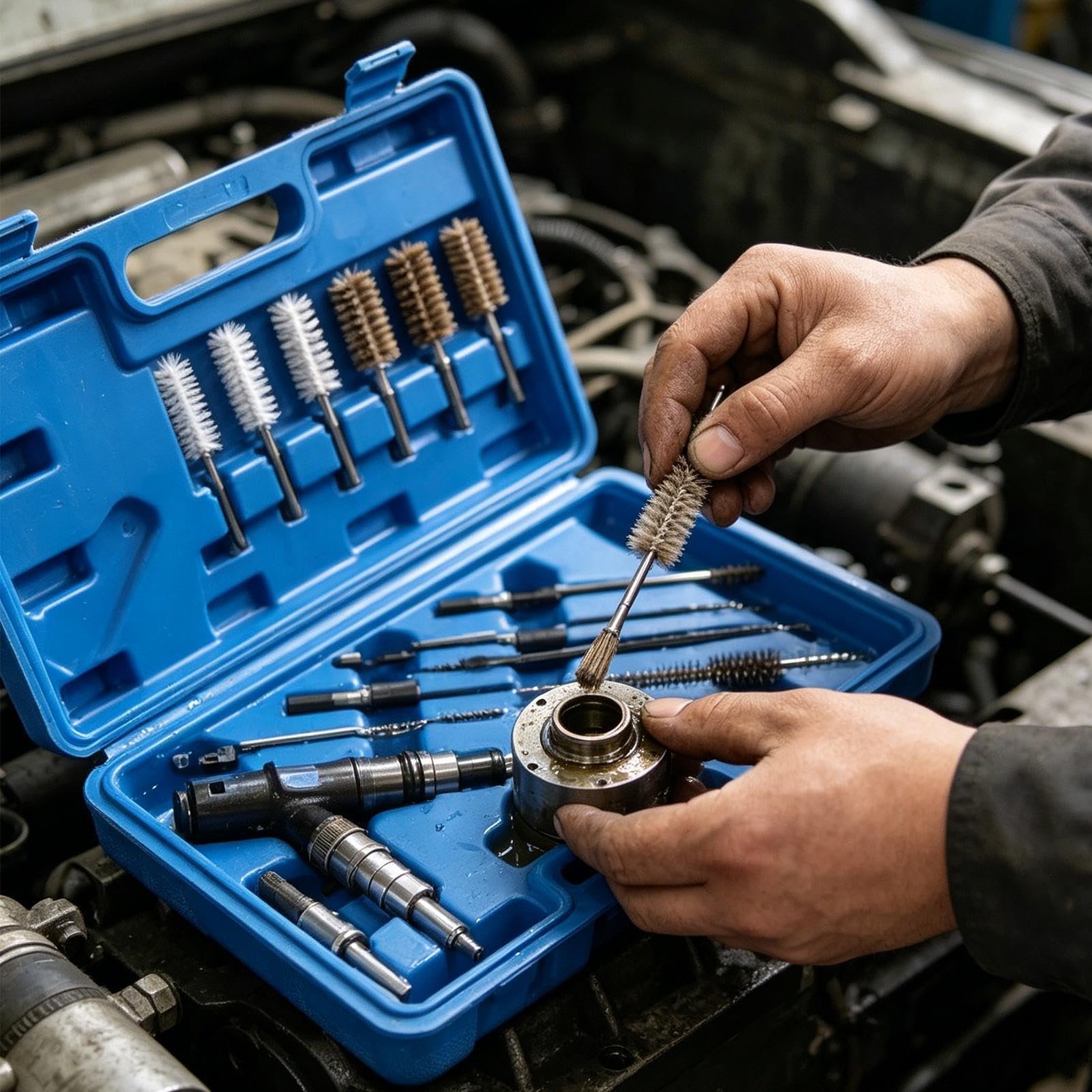 Kit Nettoyage Injecteurs Voiture de brosses d'entretien moteur | Outil De Décalaminage D'Injecteur Pour Garage Atelier Maison Techniciens Berline Camion