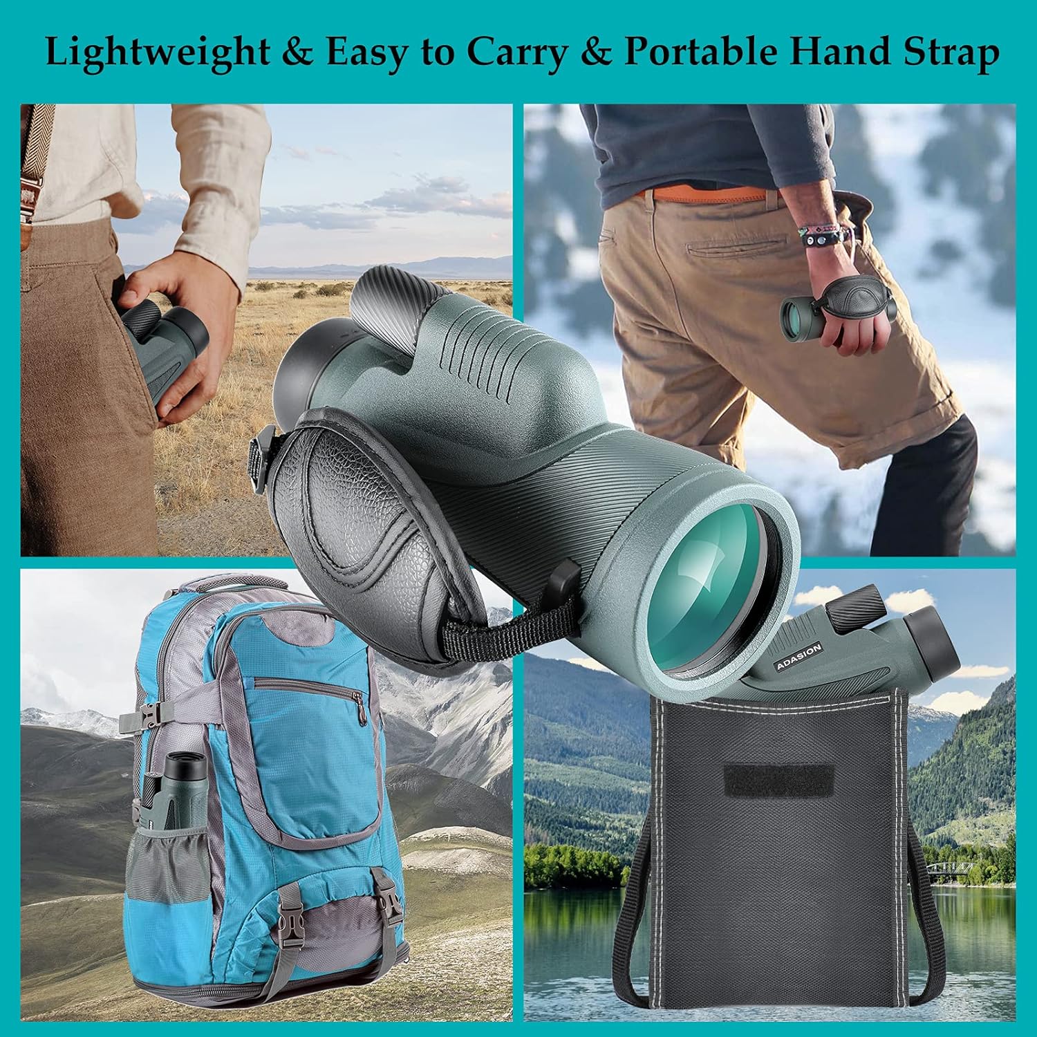 12x56 HD Monocular Telescope with Smartphone Adapter, Upgraded Tripod, Hand Strap - High Power Monocular with Clear Low Light Vision for Star Watching - Lightweight Monocular for Bird Watching Hunting : Electronics