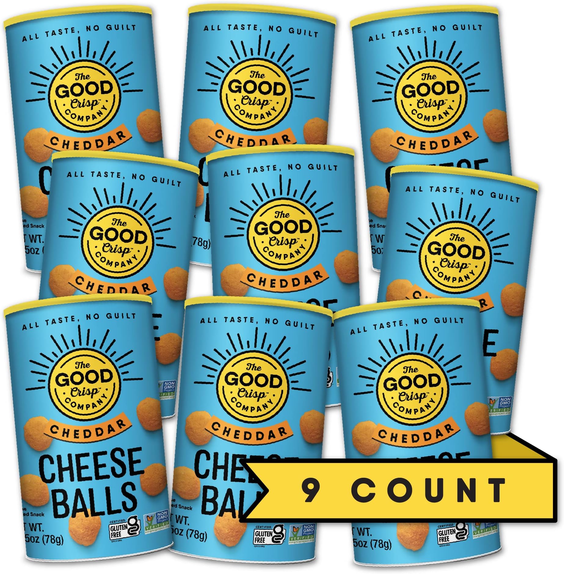 The Good Crisp Company, Cheese Balls, Cheddar, 2.75 Oz (Pack of 9)