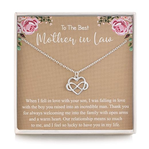 RareLove Mother in Law Gifts from Daughter in Law,Mom Gift from Daughter,Mother of The Groom Necklace,925 Sterling Silver Tiny Infinity Heart Necklaces for Women,Wedding Gift