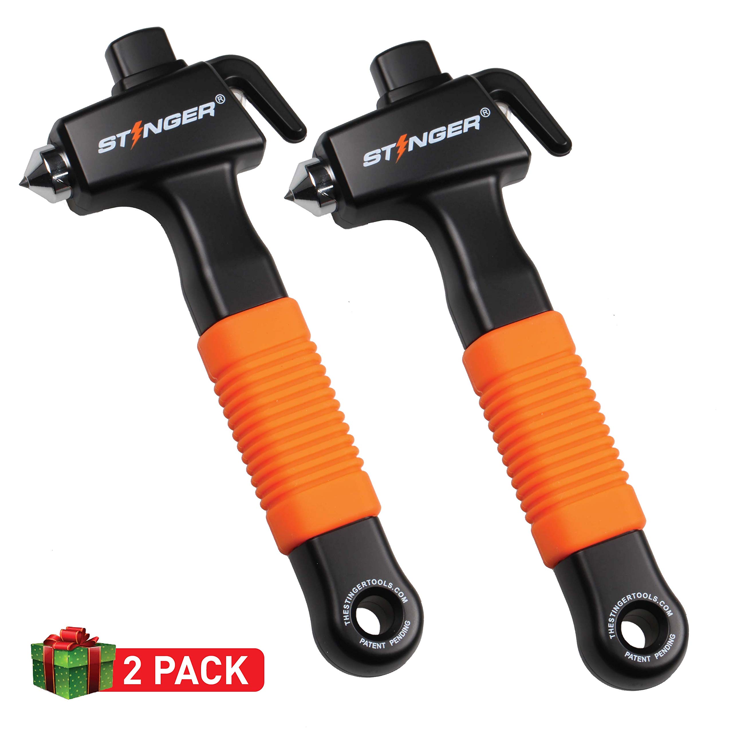 StingerSTINGER Super Duty Car Emergency Escape Tool, Hardened Carbon Steel Vehicle Safety Hammer, Spring Loaded Window Breaker, Razor Sharp Seat Belt Cutter, Life-Saving Rescue Tool (Combo 2 pcs Orange)