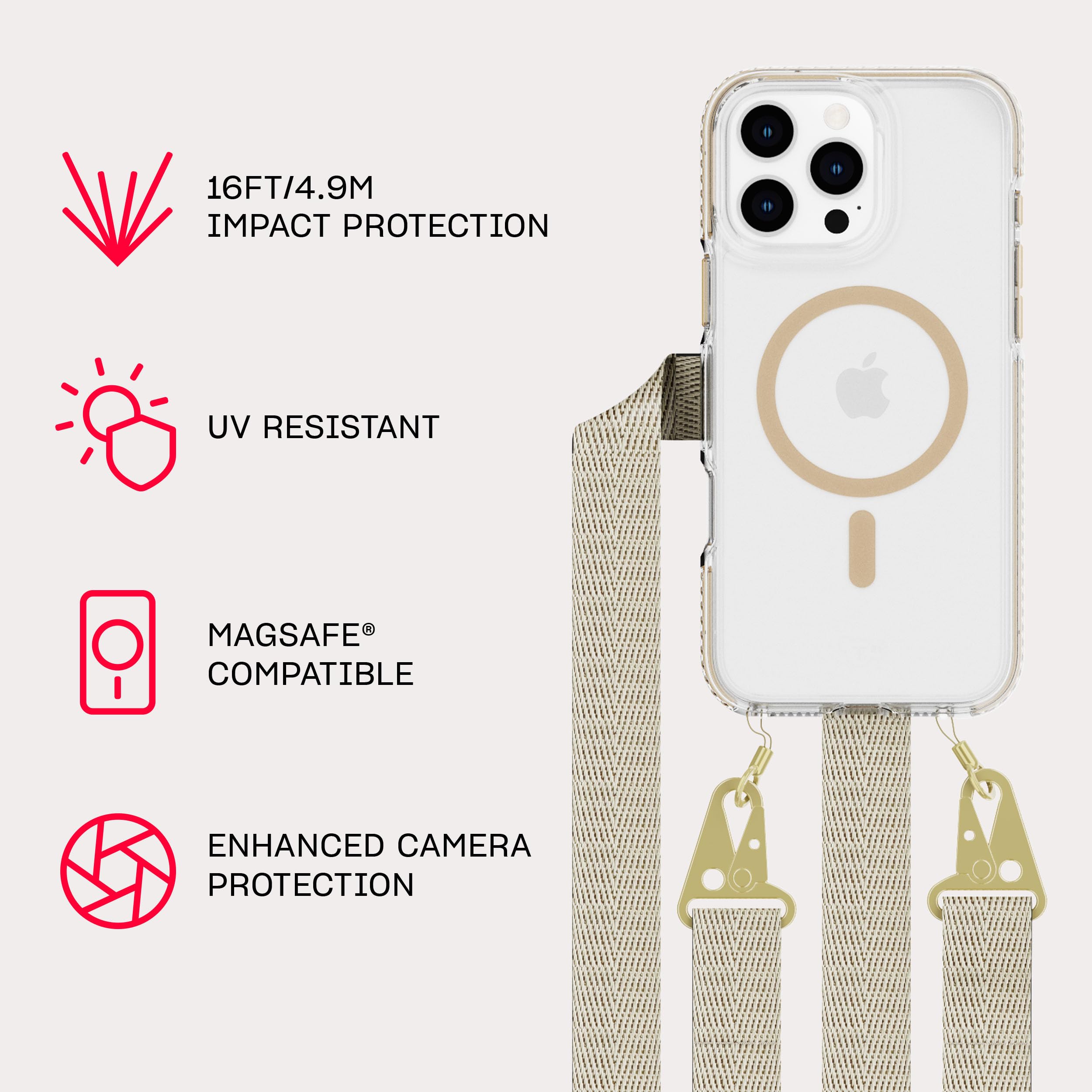 Tech21 EvoCrystal with Crossbody for iPhone 16 Pro Max, Compatible with MagSafe - Image 4