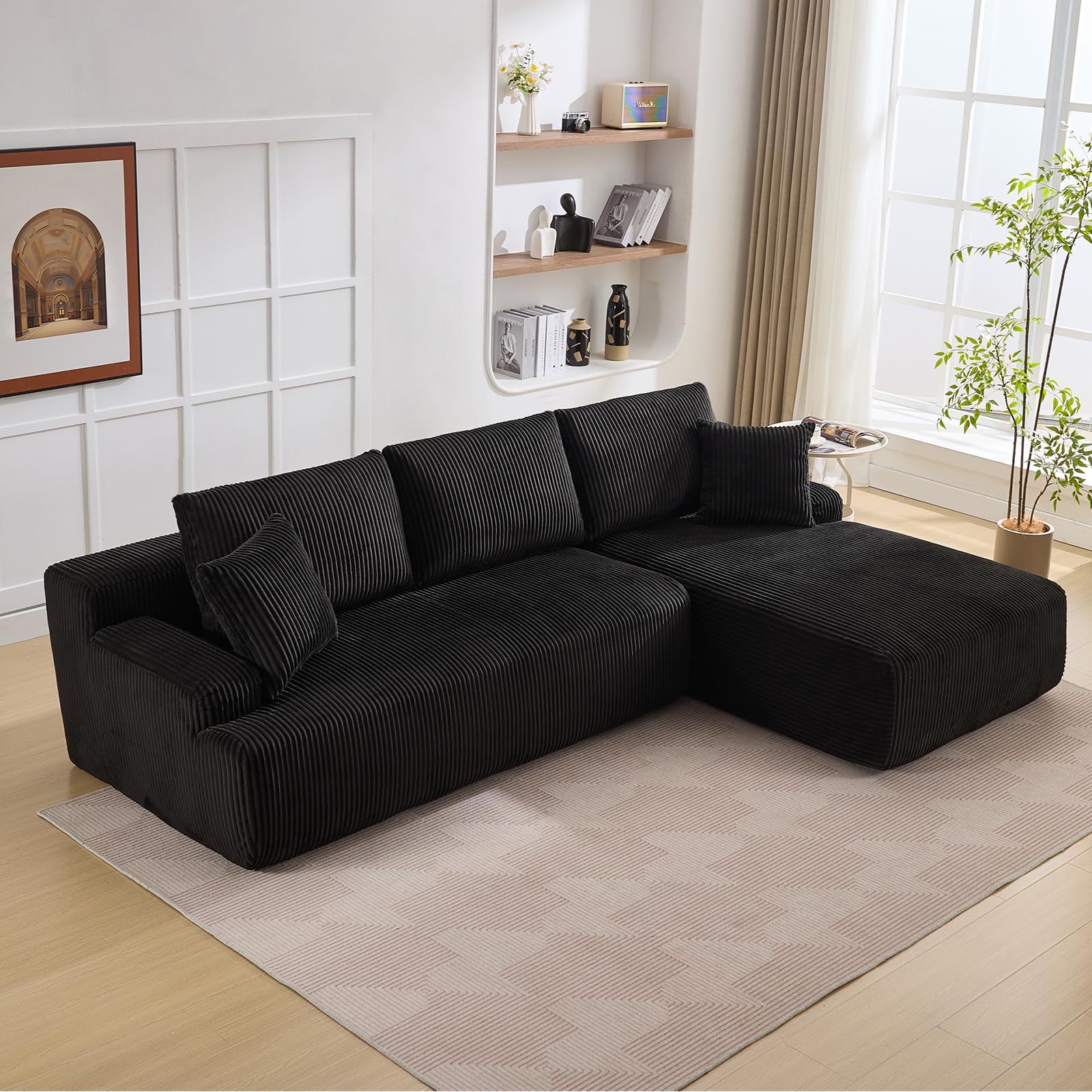 106" Cloud Sectional Couch with L-Shape Chaise,Modern Modular Sofa with Deep Seat, Upholstered Couches for Living Room Bedroom,No Assembly Required（