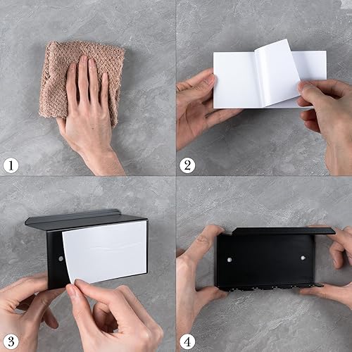 Vista 6 de Linkidea Soporte para cepillo de dientes montado en la pared para ducha, autoadhesivo de aluminio, 5 ranuras, cepillo de dientes y pasta de dientes