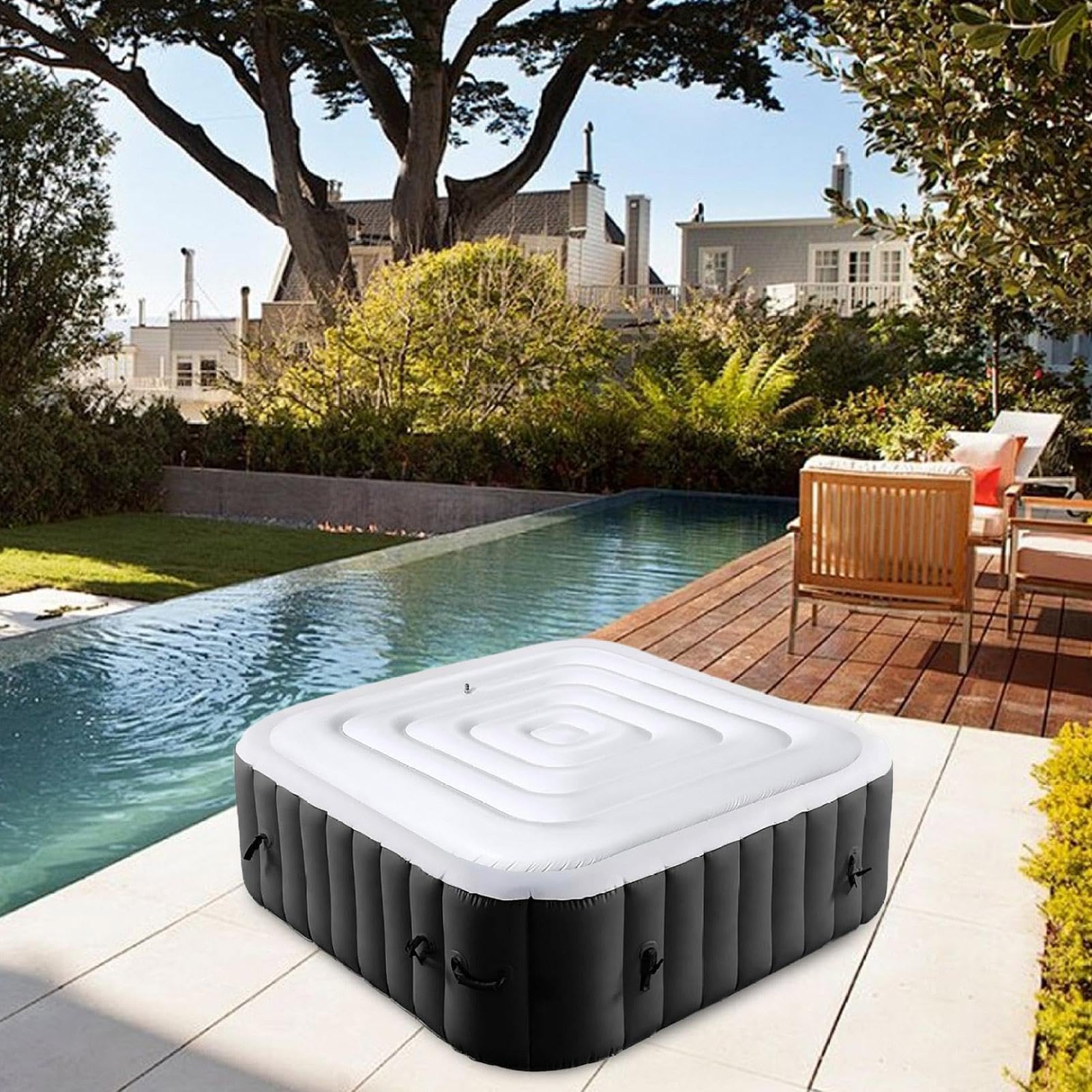Copertura spa | Doppia Maniglia Antivento | copertura rotonda di ricambio per vasca idromassaggio | giardino villa ostello cortile proprietari di casa professionisti e appassionati