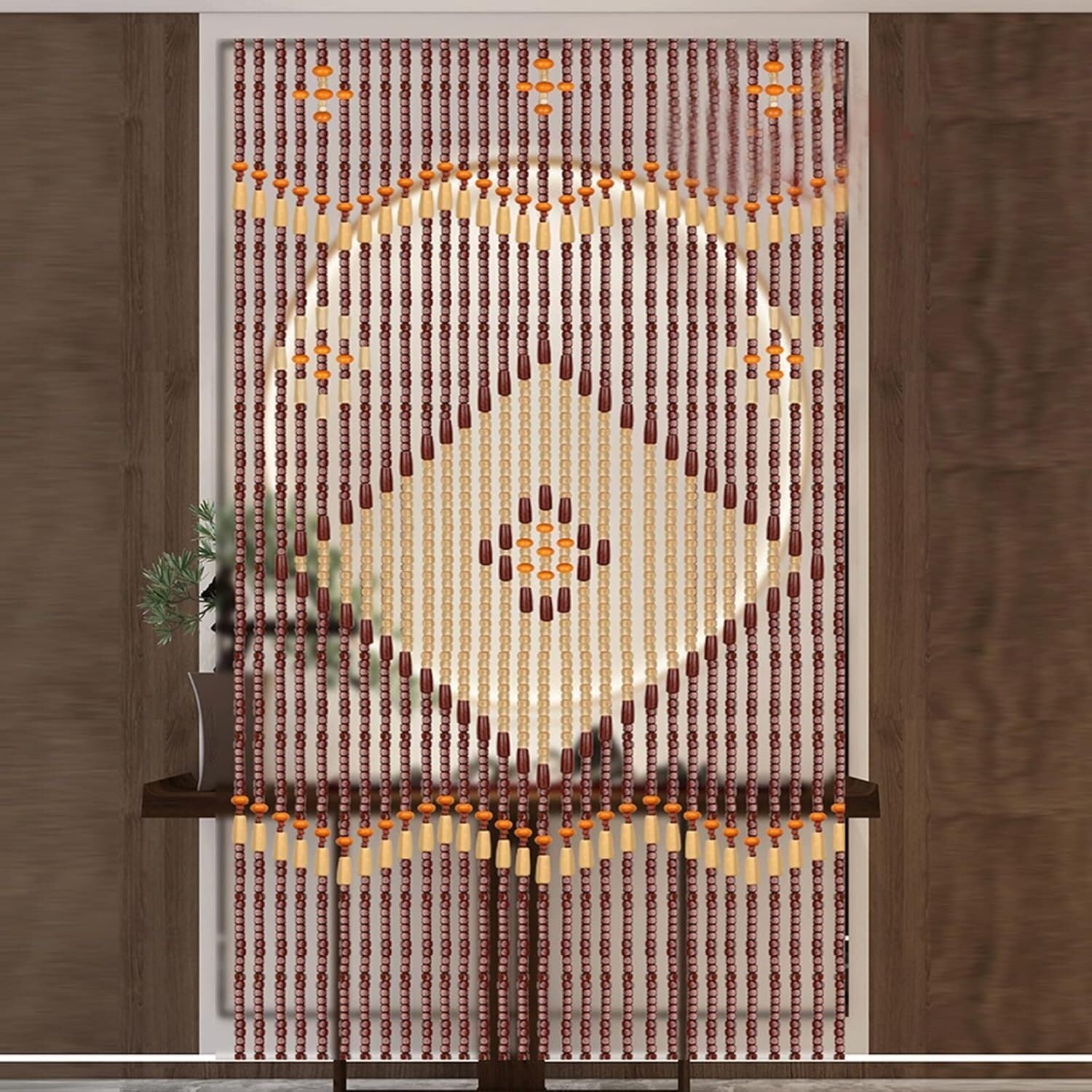 Rideau de porte en bois perlé 90x200cm | Store suspendu et séparateur de couloir