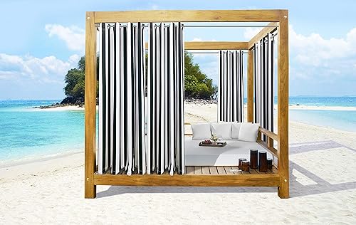 Seascapes Stripe - Par de paneles con ojales cada uno, 50 x 84 pulgadas, color negro