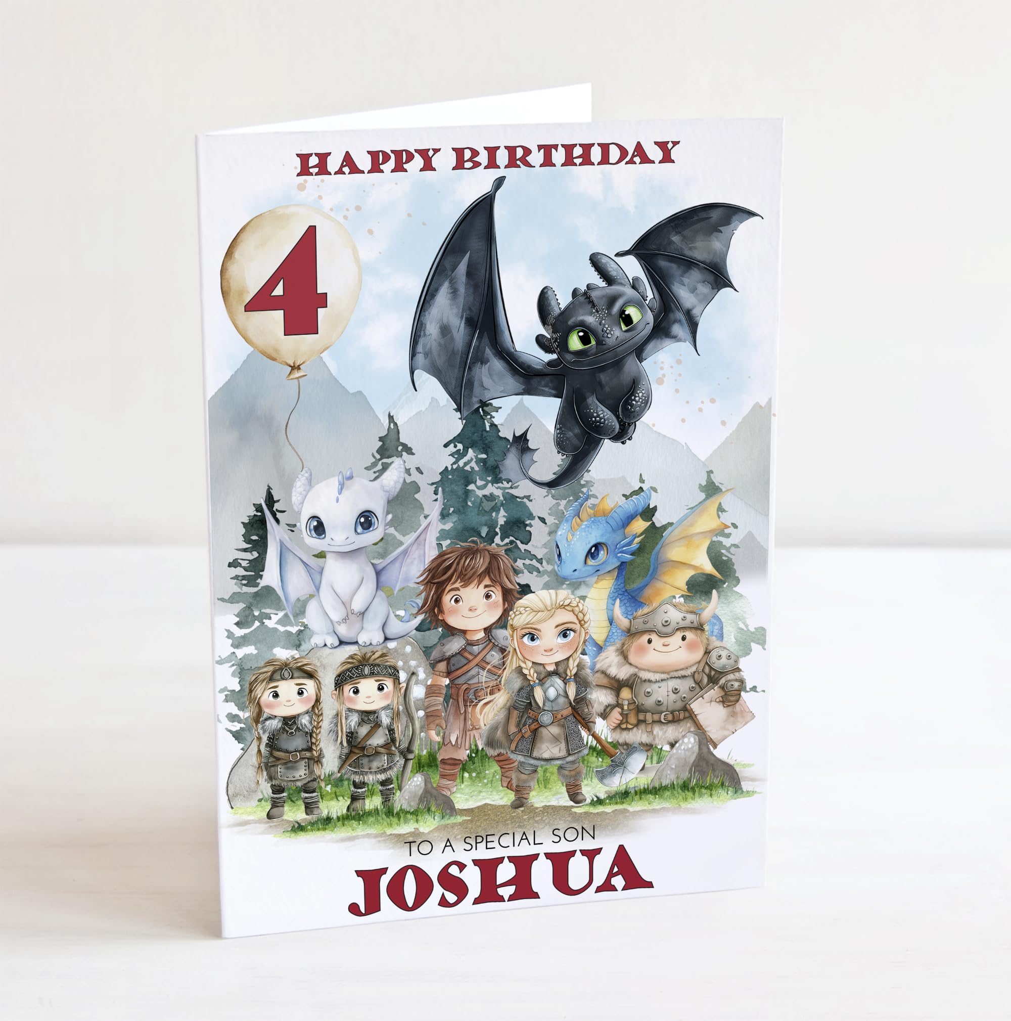 Personalised Dragon Birthday Card - Toothless and Hiccup