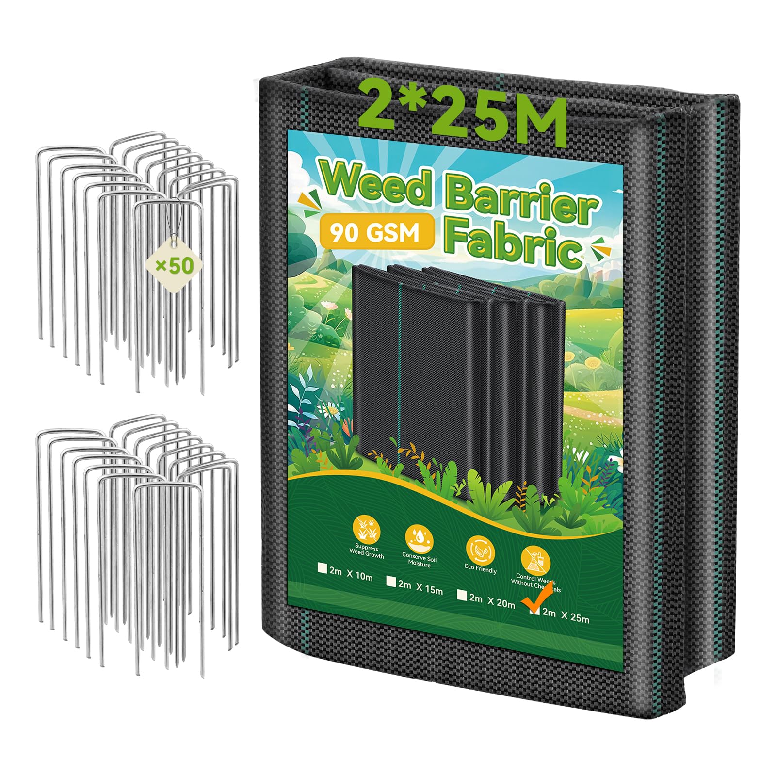 Gartenvlies Wasserdurchlässig 50m² Unkrautvlies Gartenvlies Mulchvlies Vlies 180g 2m Breit Premium Qualitaet Unkrautvlies 150g/m2