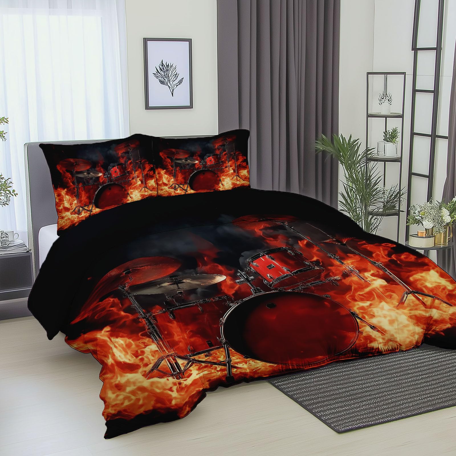 180 x 200 cm Trendiges Cool Bettwäsche Set, Rot mit 2 Kissenbezügen