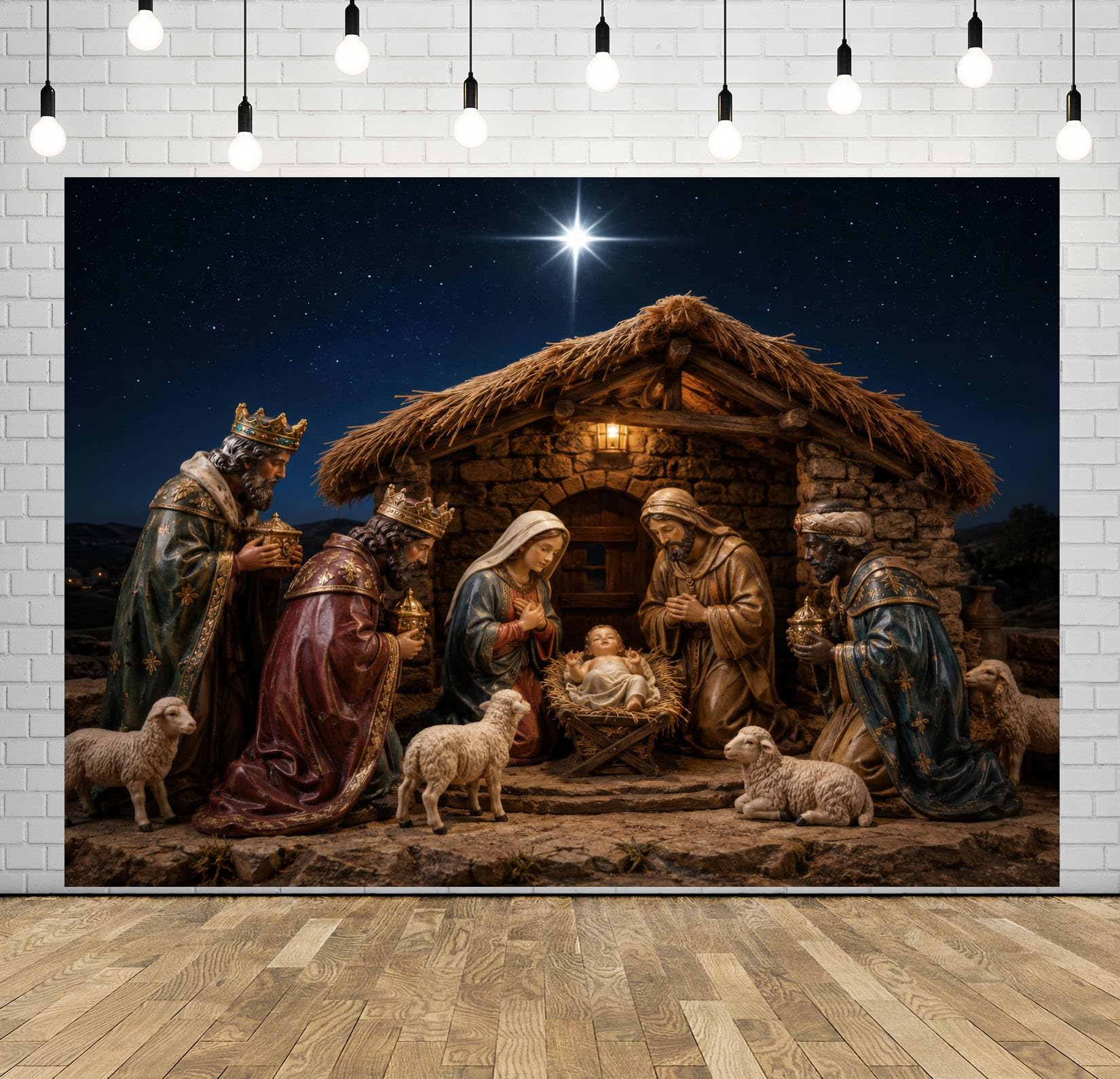 BELECO 3x2.5m Sfondo in tessuto scena presepe stella di Natale