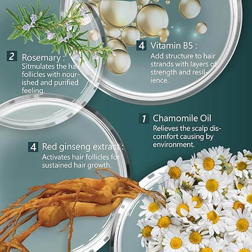 Miniatura 3 de SH-RD Red-Ginseng Champú activador para cabello adelgazante  Champú para pérdida de cabello con extracto de hierbas, romero, vitamina B5