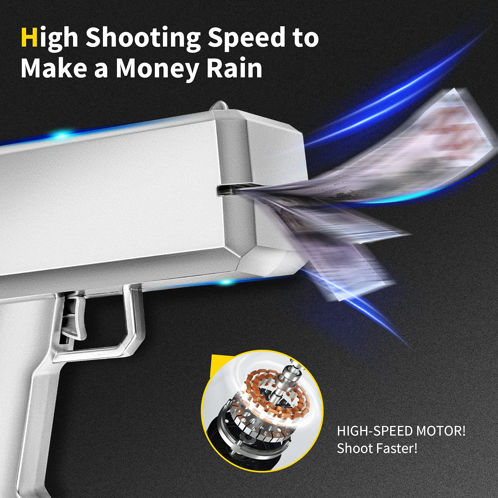 oMitoi Money Gun Shooter, Money Gun That Shoot Money, Money Spray Gun with Prop Money(100 Pieces