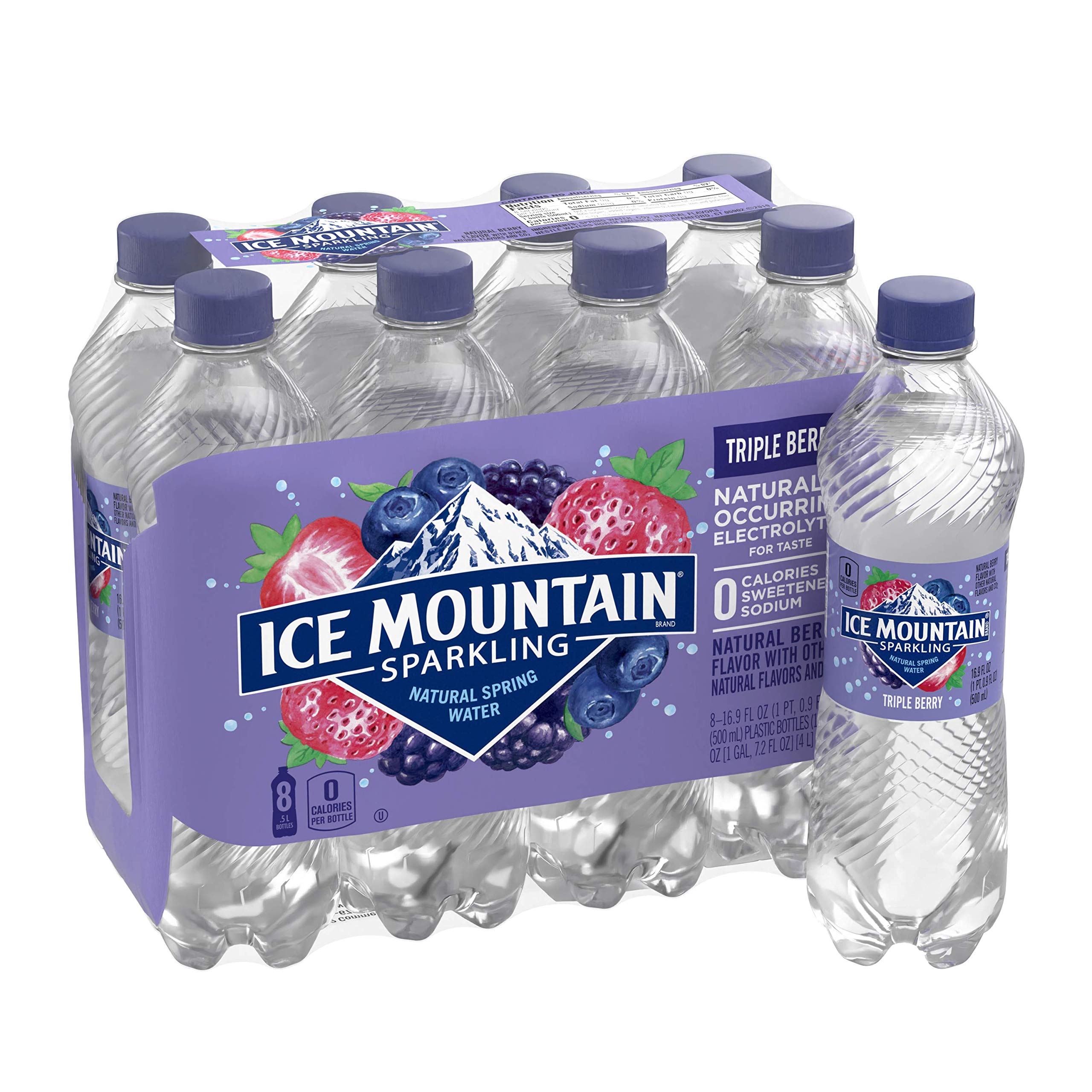 Sparkling Water, Triple Berry, 16.9 oz. Bottles, 8 Count