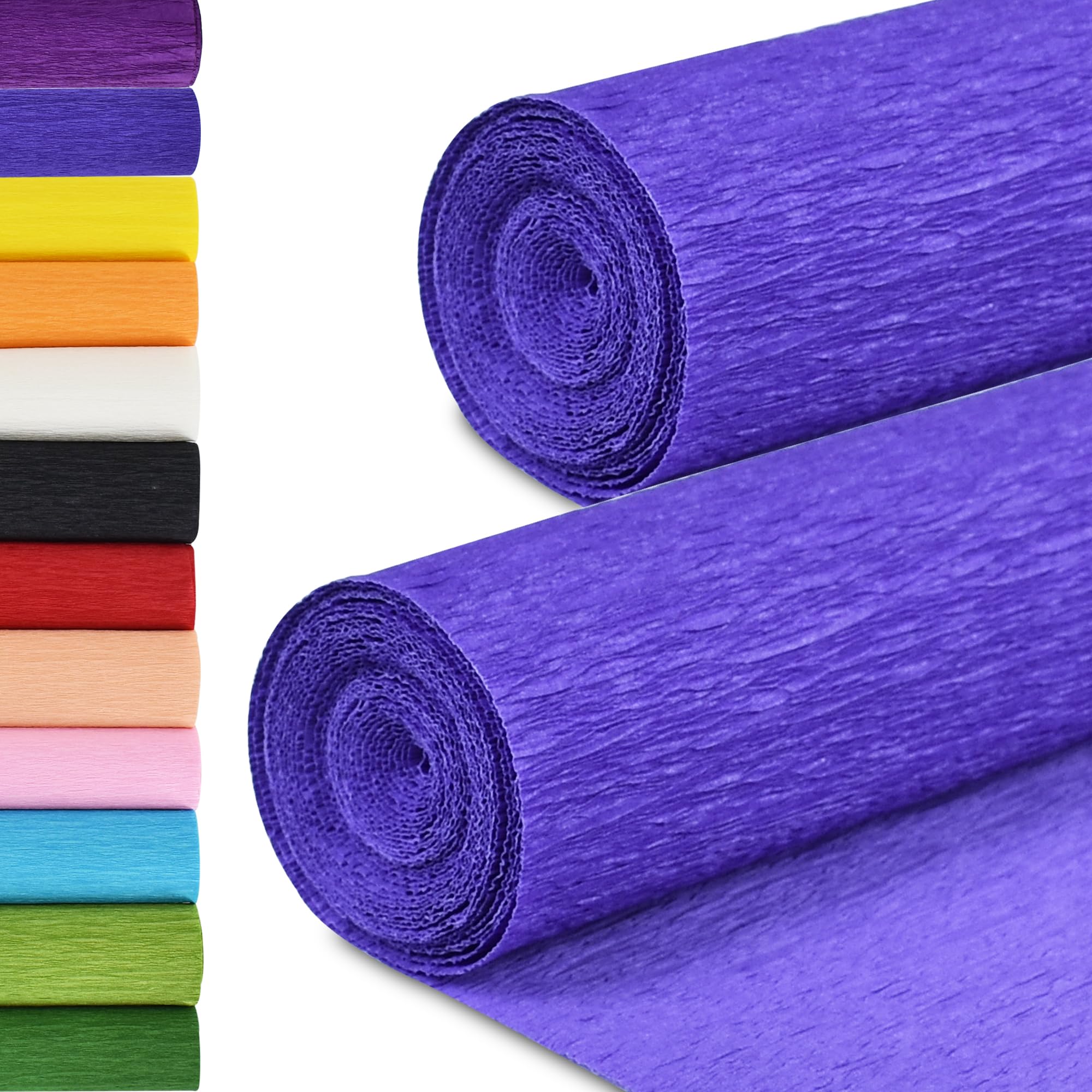 BEISHIDA Purple Blue Crepe Paper Roll, 2 Rolls Crepe Paper Sheet for Craft