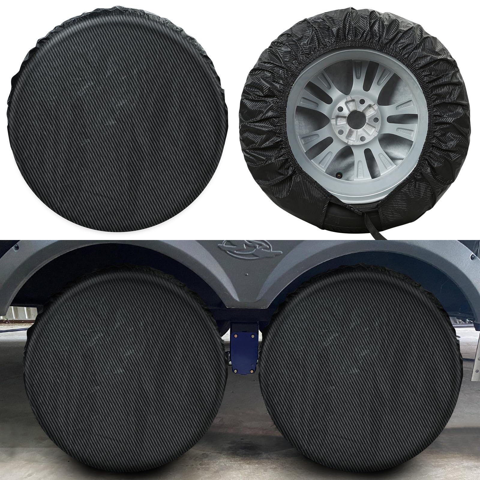 4 Pack Tire Covers For Truck, SUV, RV - Universal Wheel Protectors 26.75-29 Inch
