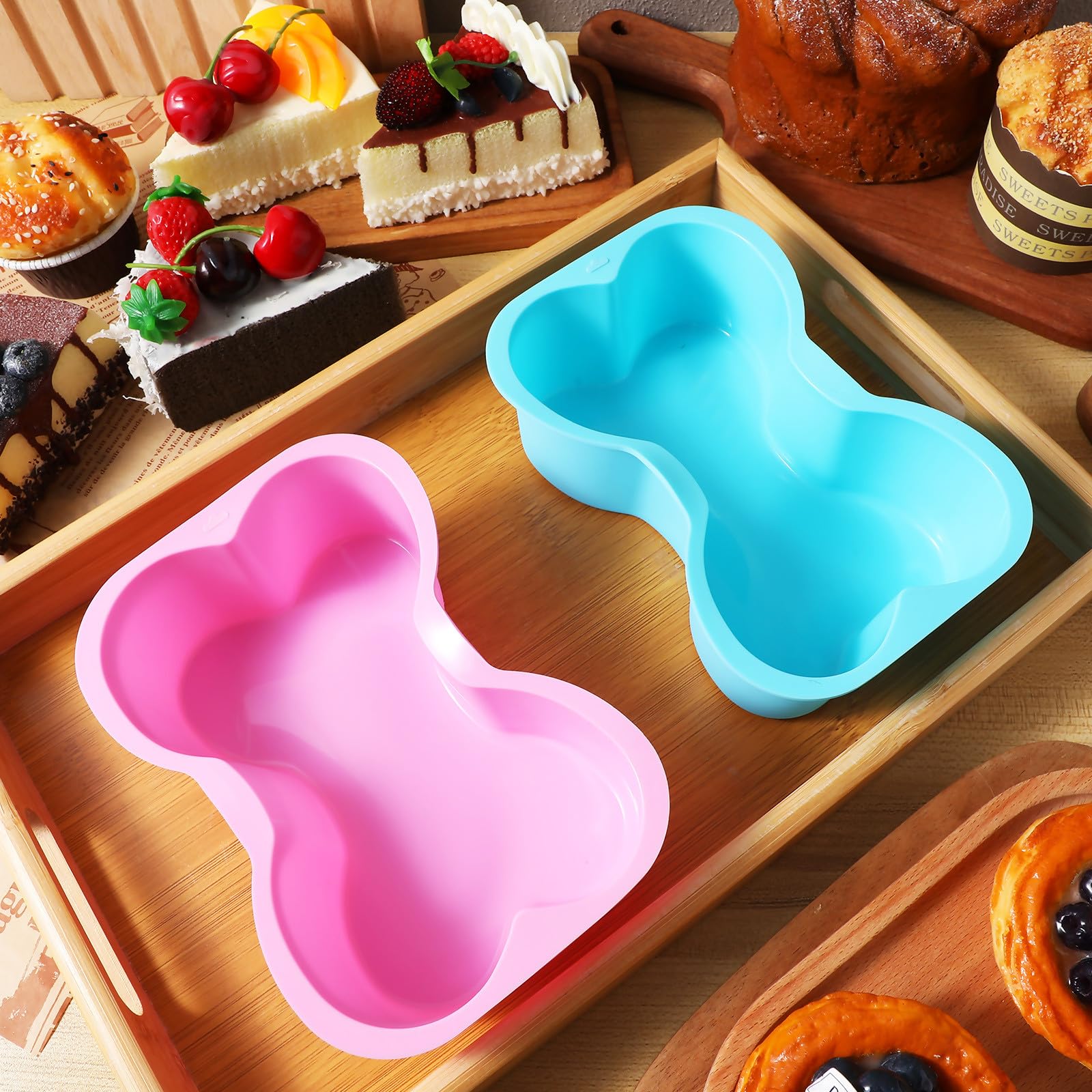 2 Stück Silikon Hundekuchen Backform Knochenförmige Backformen für Hundekuchen Hochtemperaturbeständig und Leicht zu Reinigen für Professionelle Bäcker und Haustierbesitzer