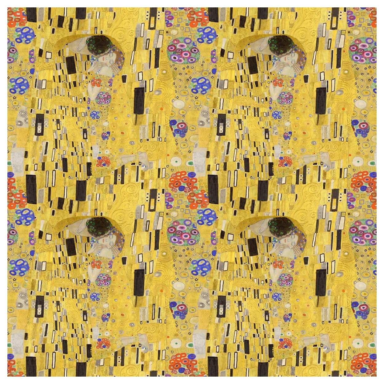 Thefabrictrade The Kiss 100% Cotton Fabric Digital Printed Material Gustav Klimt Abstract Design, Ideal For Arts & Crafts, Quilting - 2 Metre (200Cm X 140Cm)