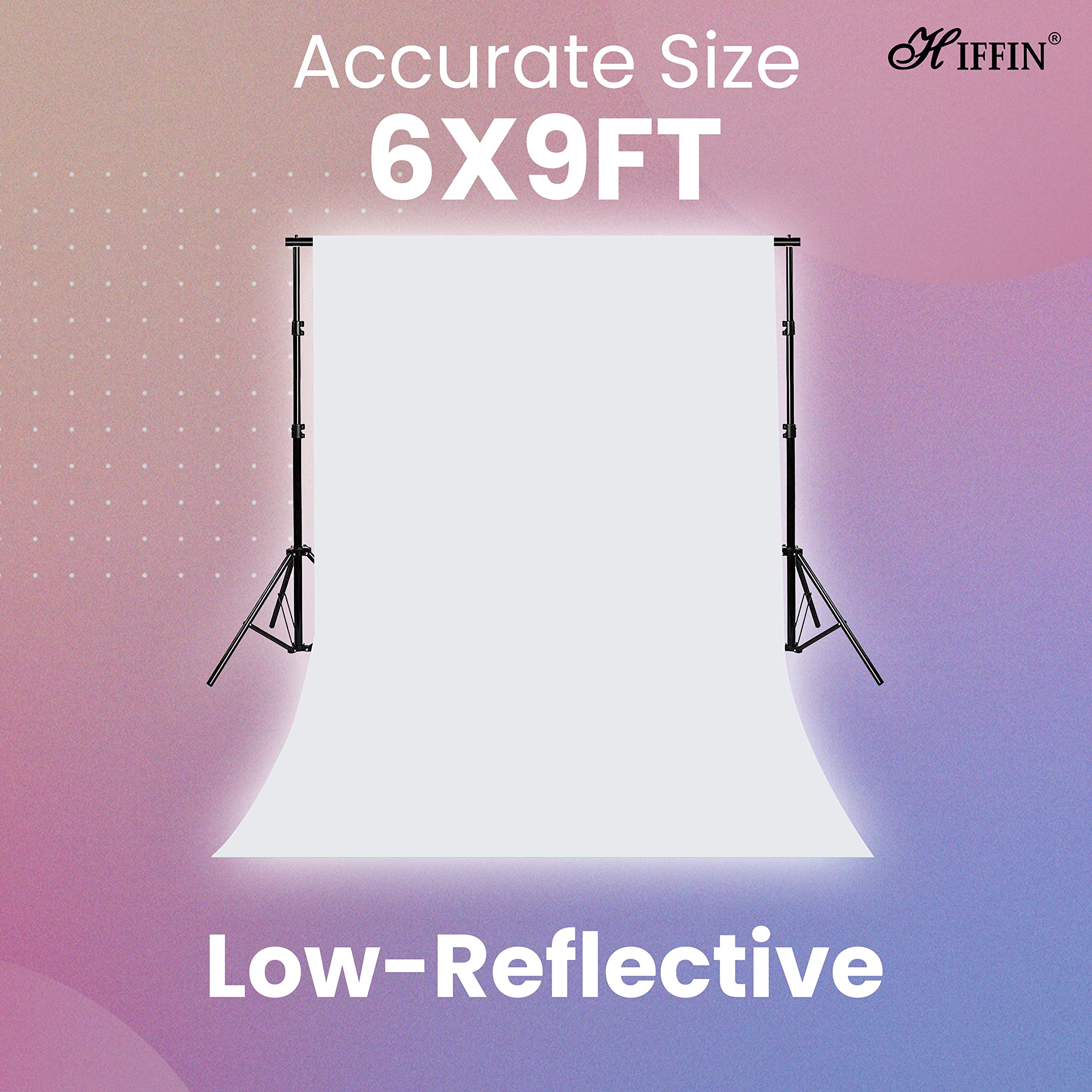 HIFFIN 6x9 Ft, White Professional Backdrop for Background Photography Background Stand for Photo Light Studio Accurate Size 6x9 Ft 3