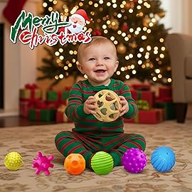 ROHSCE Montessori Toys Sensory Balls for Babies, Colorful Textured Sensory Toys for Babies 1-3, Hand Catching Baby Balls, Wheat Straw Baby Rattle Baby Toys Newborn Gifts for 6-12 Months