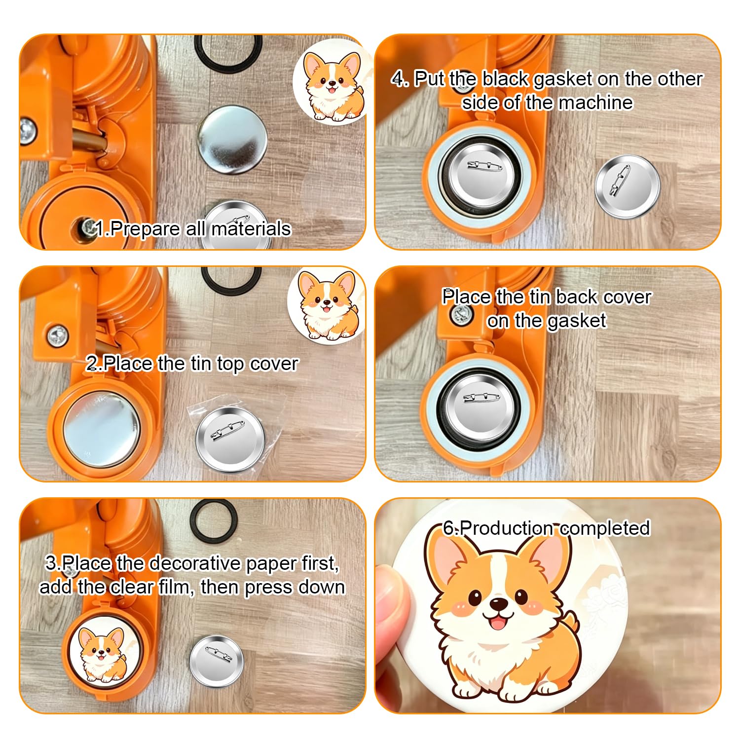 Kit 100 Vuote Creazione Bottoni grezzi da 58 mm fai da te, Spille Personalizzate, Spilla Personalizzata, Pellicola PVC e Distanziatore, Facili da Realizzare,Compatibile con Macchine per Badge 58mm