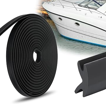AIWFL 50.85 FT Black Boat Rub Rail Replacement 3/4 x 3/8 Inches | Flexible Rub Rail Vinyl Insert for Boats, PVC Boat Bumper Insert