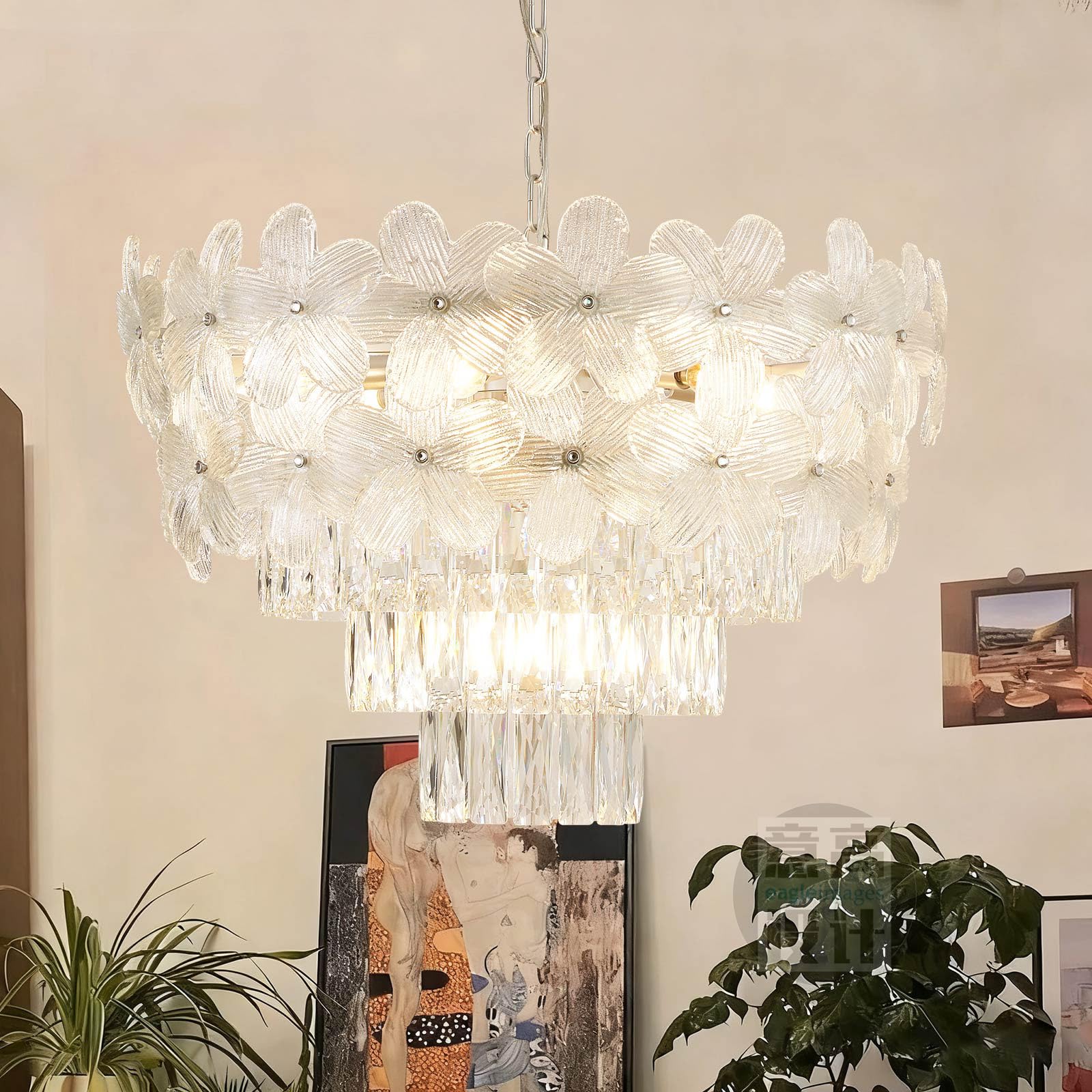 Photo 1 of Yilitharion 25" Nickel Crystal Chandelier