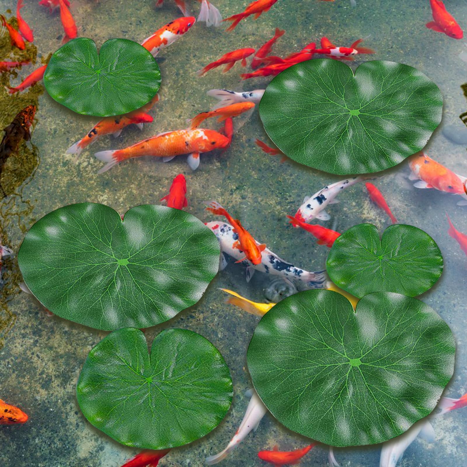 Foglie di Loto Artificiali, 6 pezzi Foglie di Loto Artificiali Galleggianti,Ninfee Galleggianti,Foglie di Loto Artificiale,Foglie Galleggianti per casa, giardino, laghetti, piscine, acquari, acquari