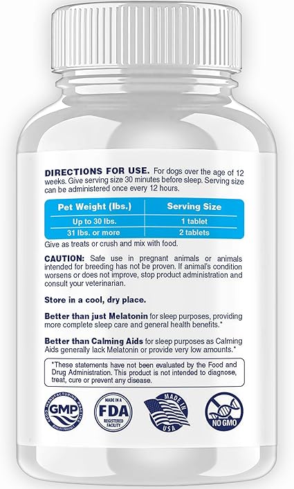 Amazon Com Dog Sleep Aid For Dogs Better Than Melatonin For Dogs Or Calming Chews For Dog Sleep Best Dog Sleeping Pills Dog Melatonin Dog Melatonin Treats 120 Sleeping Pills For