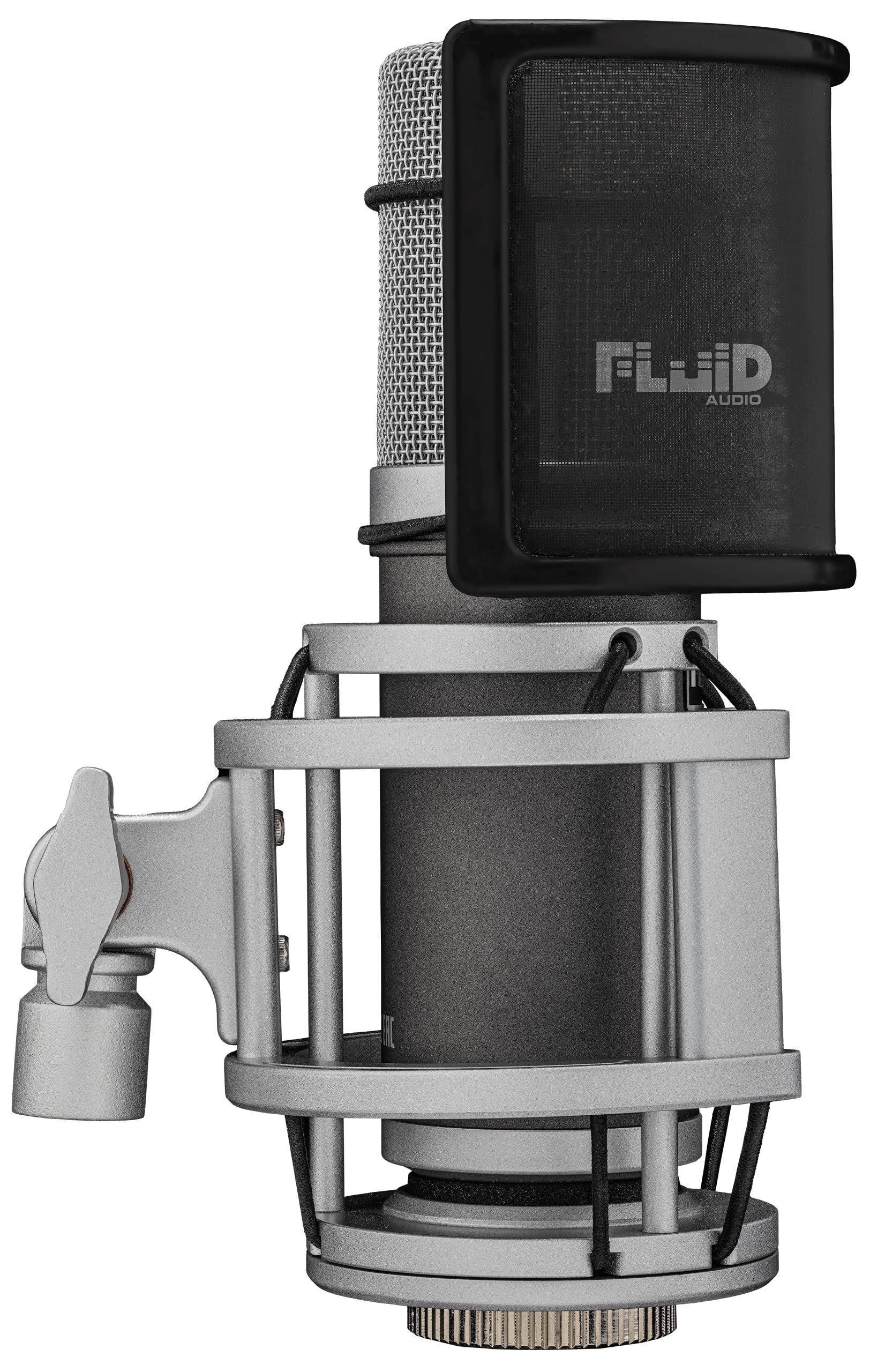Microfono da studio a condensatore professionale Fluid Audio Axis (diaframma d'oro da 34 mm, diagramma polare cardioide, incluso shockmount, cavo XLR, chitarra, percussioni, 20Hz-20kHz),Nero