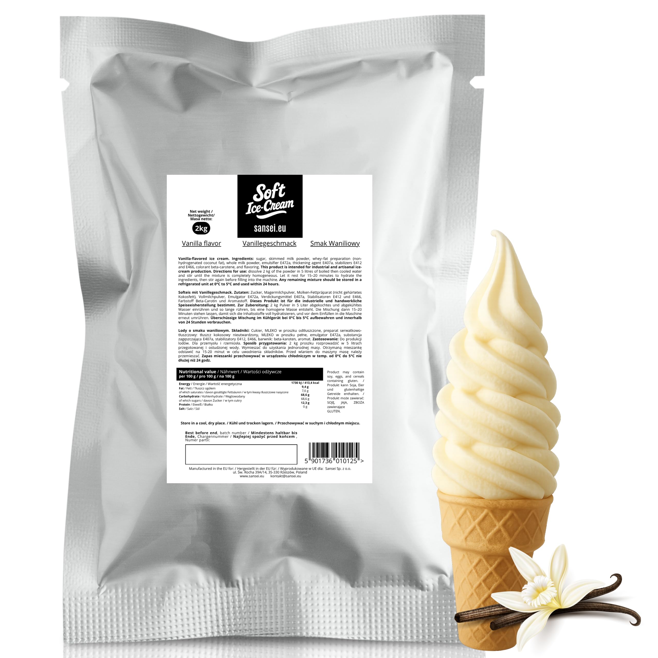 Sansei Soft-Eis Pulver Vanille 2 kg