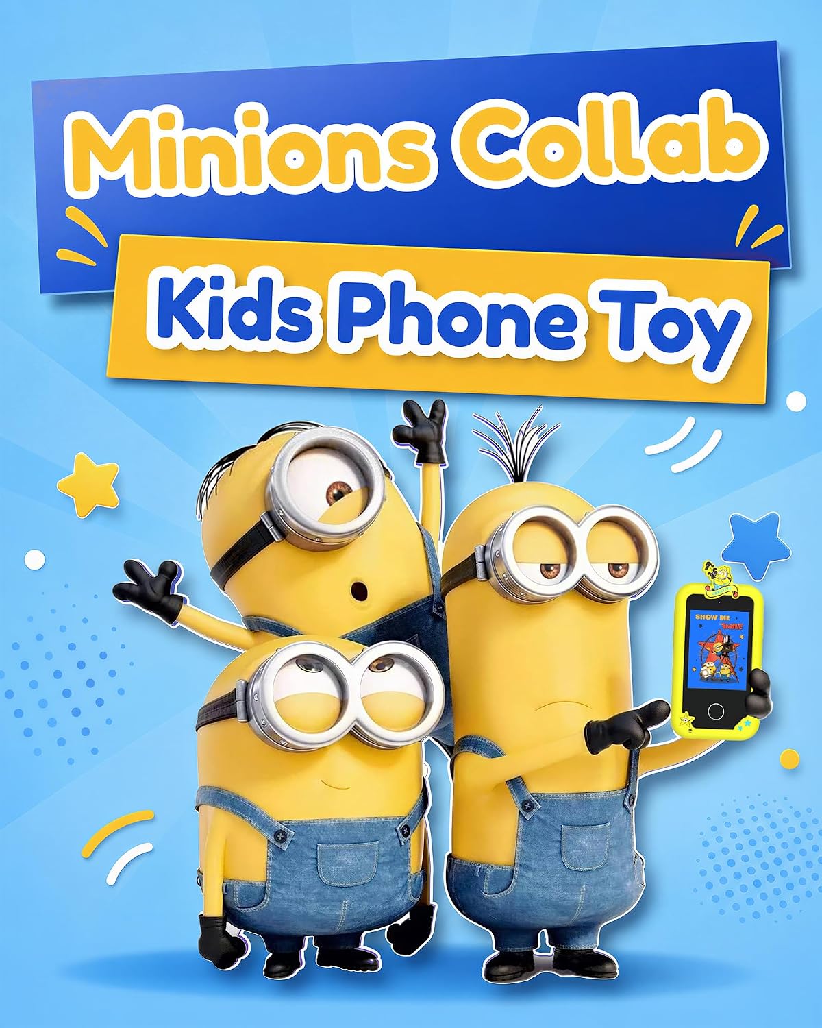 KOKODI Kids Smart Phone Toys, Minions Collab Birthday Gifts Idea for 3 4 5 6 7 8 Year Old Boys, Touchscreen HD Digital Dual Video Camera, Preschool Learning Toy for Kids 3-5 Travel Trip Activity