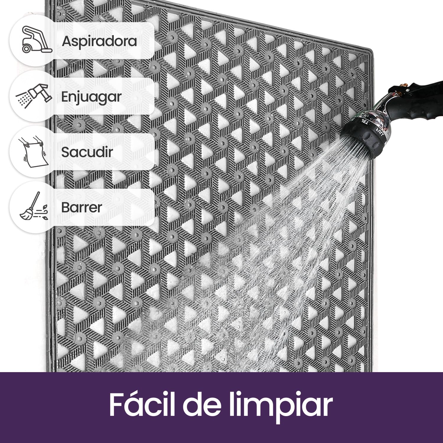 DEXI Felpudo Exterior 61 x 91 cm, Alfombra Entrada Casa Antideslizante con Orificios de Drenaje, Felpudos Impermeable y Resistente para Puerta Principal, Terraza y Balcón, Gris
