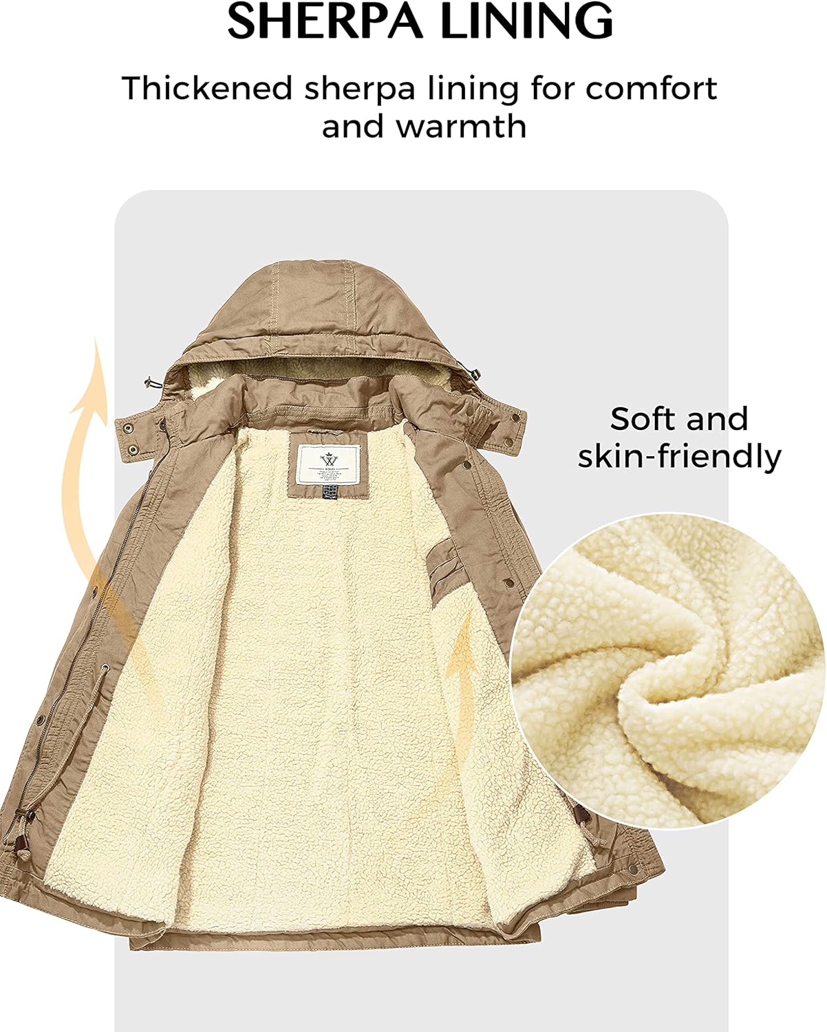 Wenven Women's Winter Warm Sherpa Lined Jacket Heavy Parka Coat with Hood - Image 4