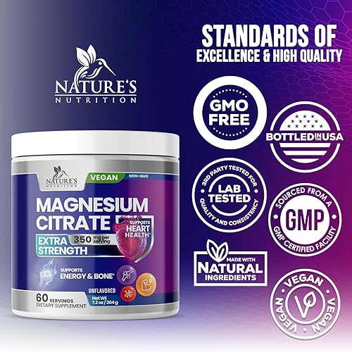 Miniatura 4 de Suplemento de magnesio citrato vegano calma polvo de magnesio, mezcla de bebida de absorción de alta resistencia para apoyar la salud muscular