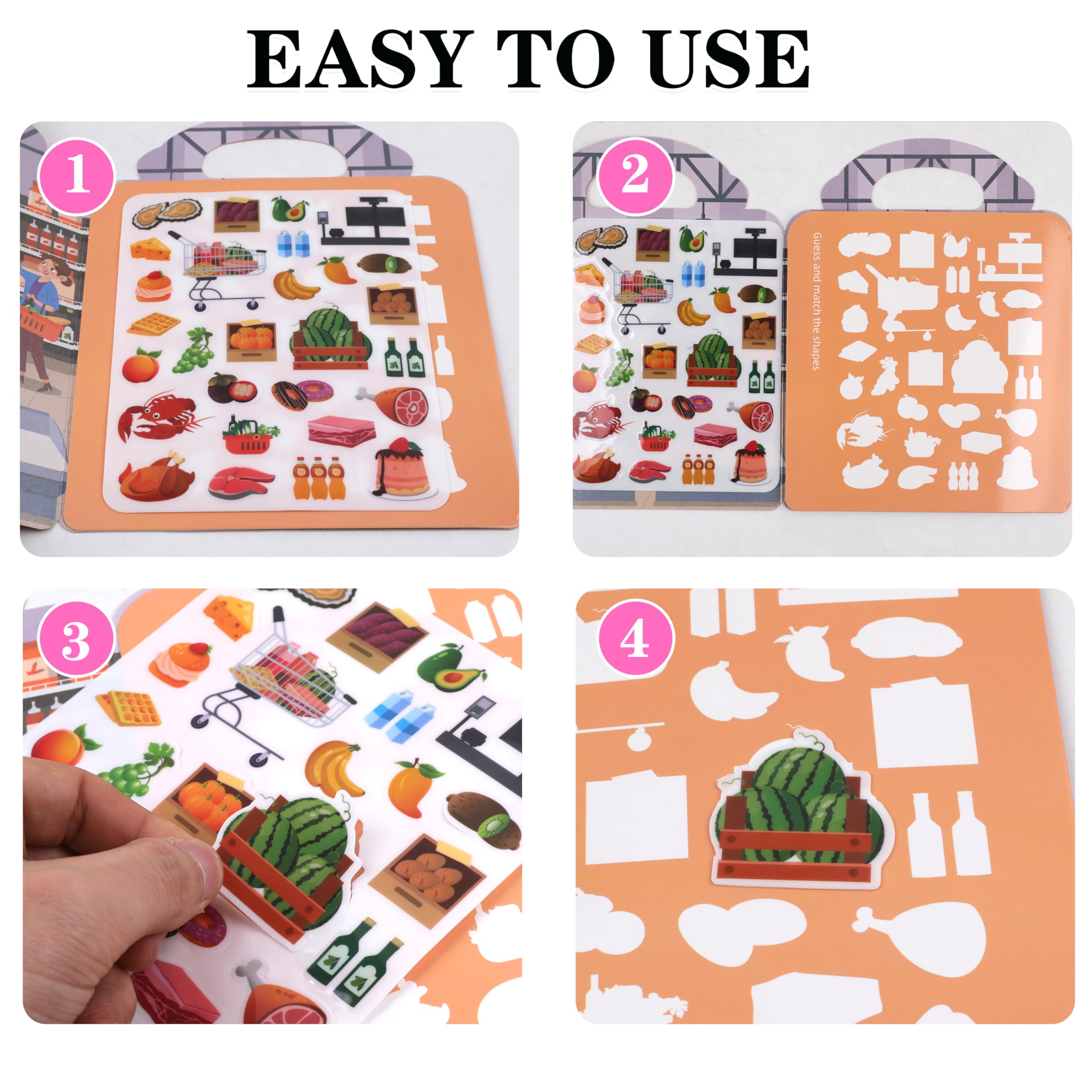 Reusable DIY Sticker Books for Kids,Sticker Books for Toddlers Bubble and Jelly,Travel Quiet Activity Toys for Kids Girls Boys Crafts Gifts — view 4