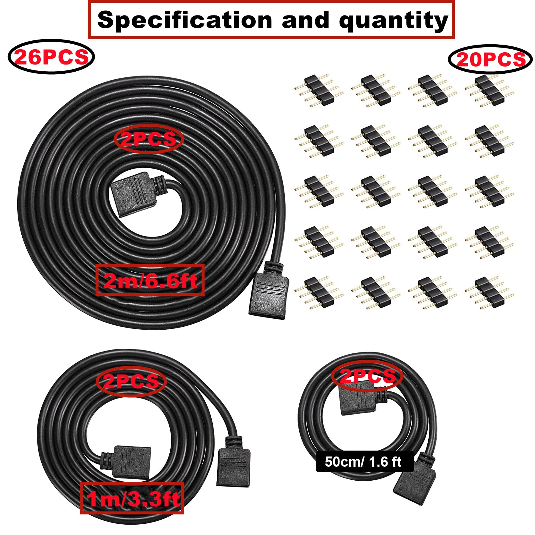 Câble Rallonge RGB 4 Pins - 1m, 2m Ou 3m - Pour Connexion De Bandes LED RGB - Connectique Rapide Mâle/femelle