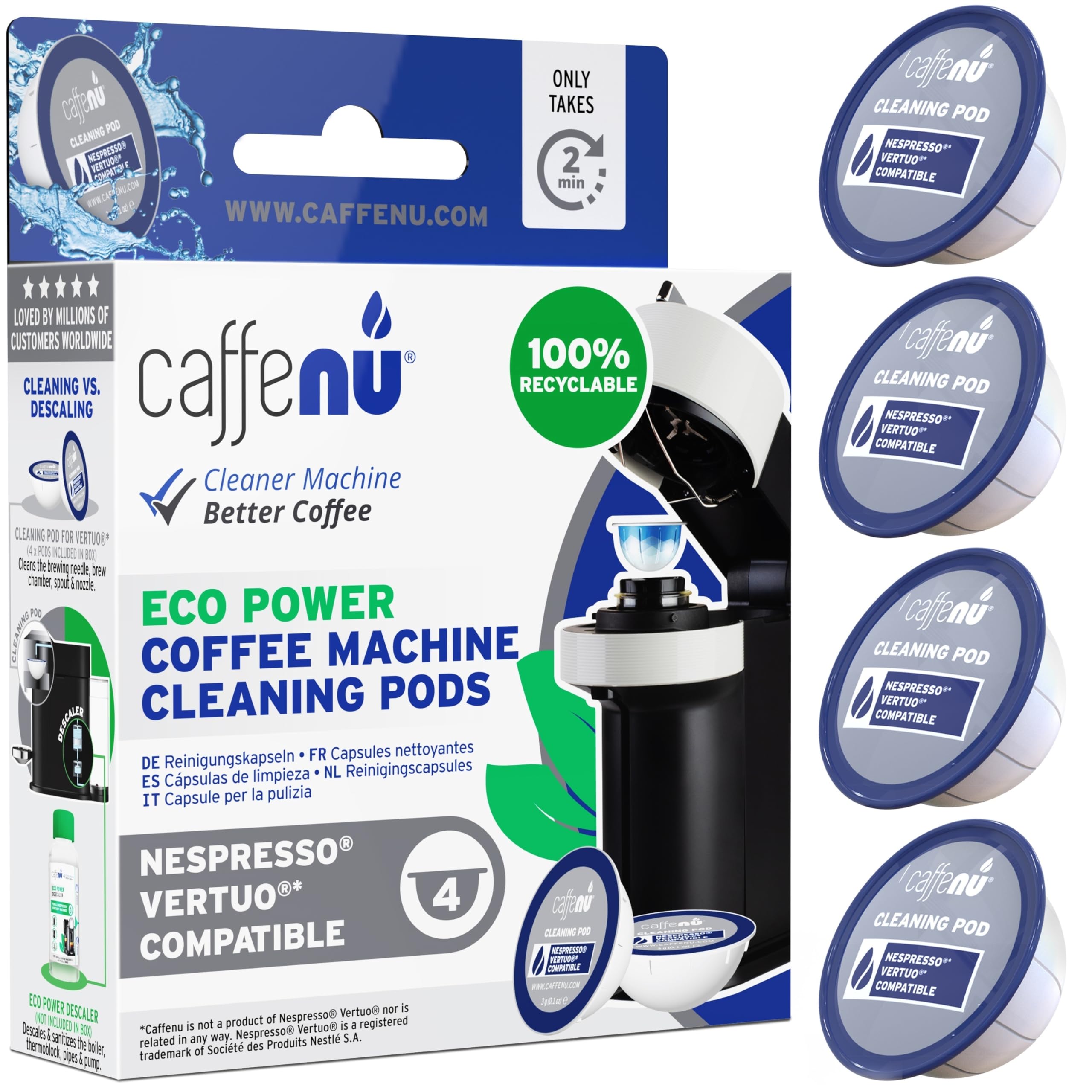 Caffenu | Vertuo Capsule Per La Pulizia Del Caffè Caffenu | Compatibile Con Il Sistema Per Vertuo | Detergente Macchina Caffè | Completa Il Tuo Kit Da Barista-image