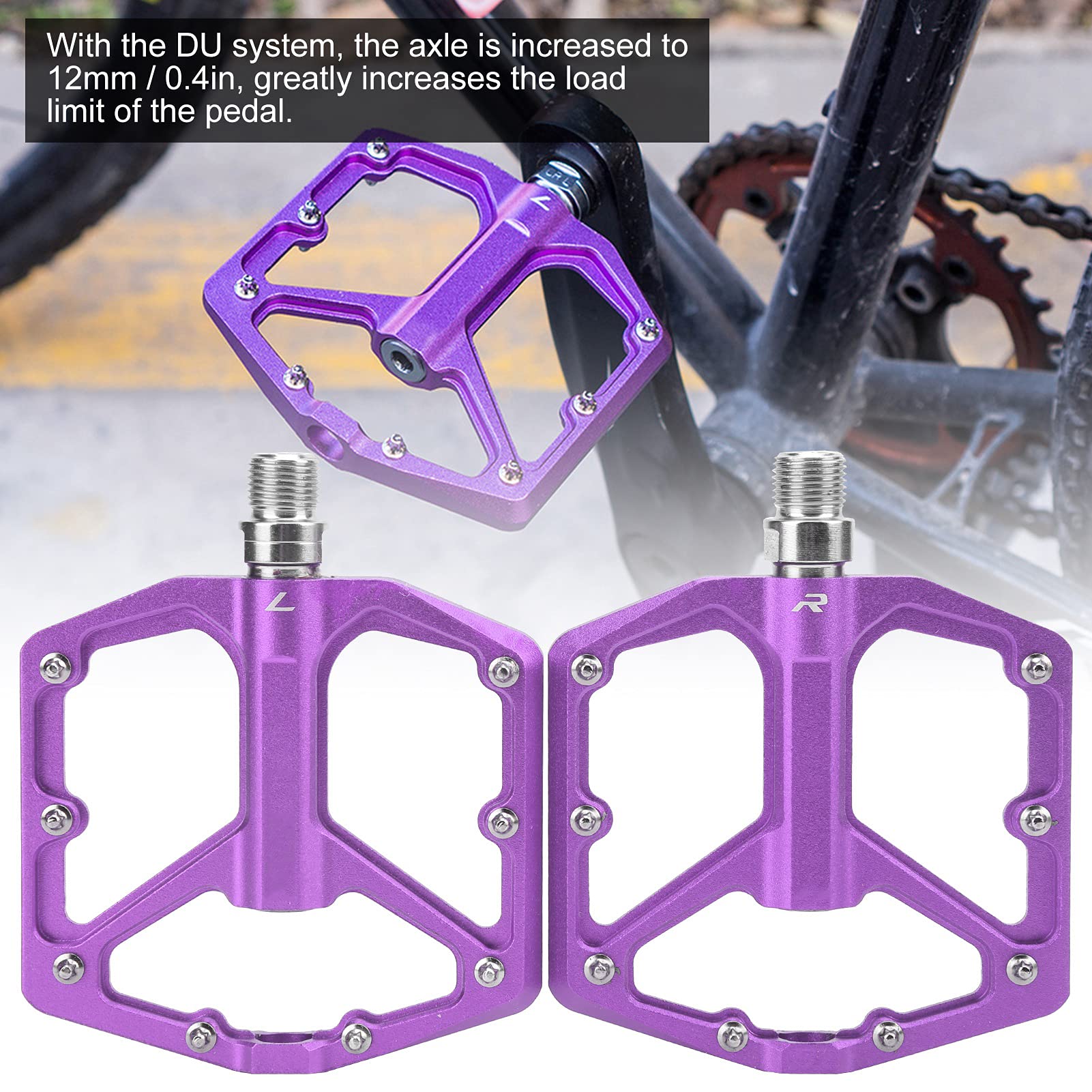 Pédales Plates Vélo Aluminium - Antidérapantes - Roulements Scellés - 9/16 Pouce - Noires