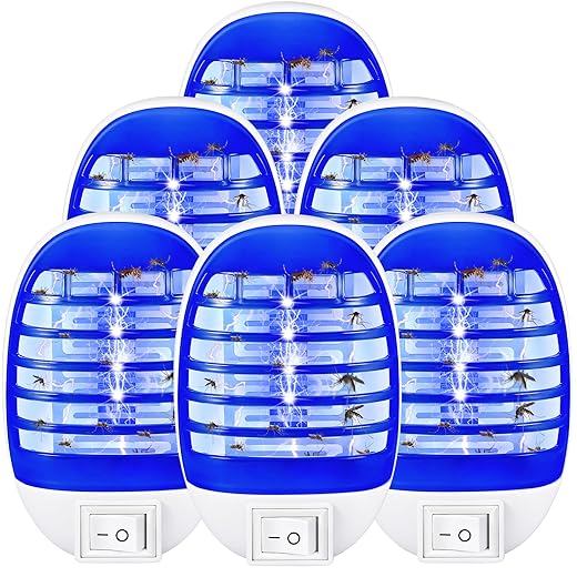 Indoor Bug Zapper Plug in Electronic Mosquito Zapper Fly Zapper Lamp for Bug Insect Trap for Home, Bedroom, Living Room, Office Indoor Use, Pack of 6, Blue ﻿