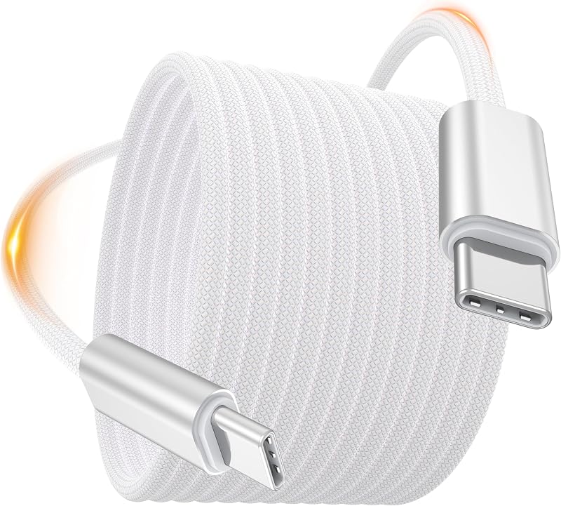 20 FT USB C to USB C Cable,80W Extra Long Type-C Fast Charing Cord-Braided | USBC Charge Cable 20ft for iPhone 17/16/15, Galaxy,Macbook,iMac,iPad,Camera,Google Pixel, OnePlus,LG model,Tablet,Apple Watch