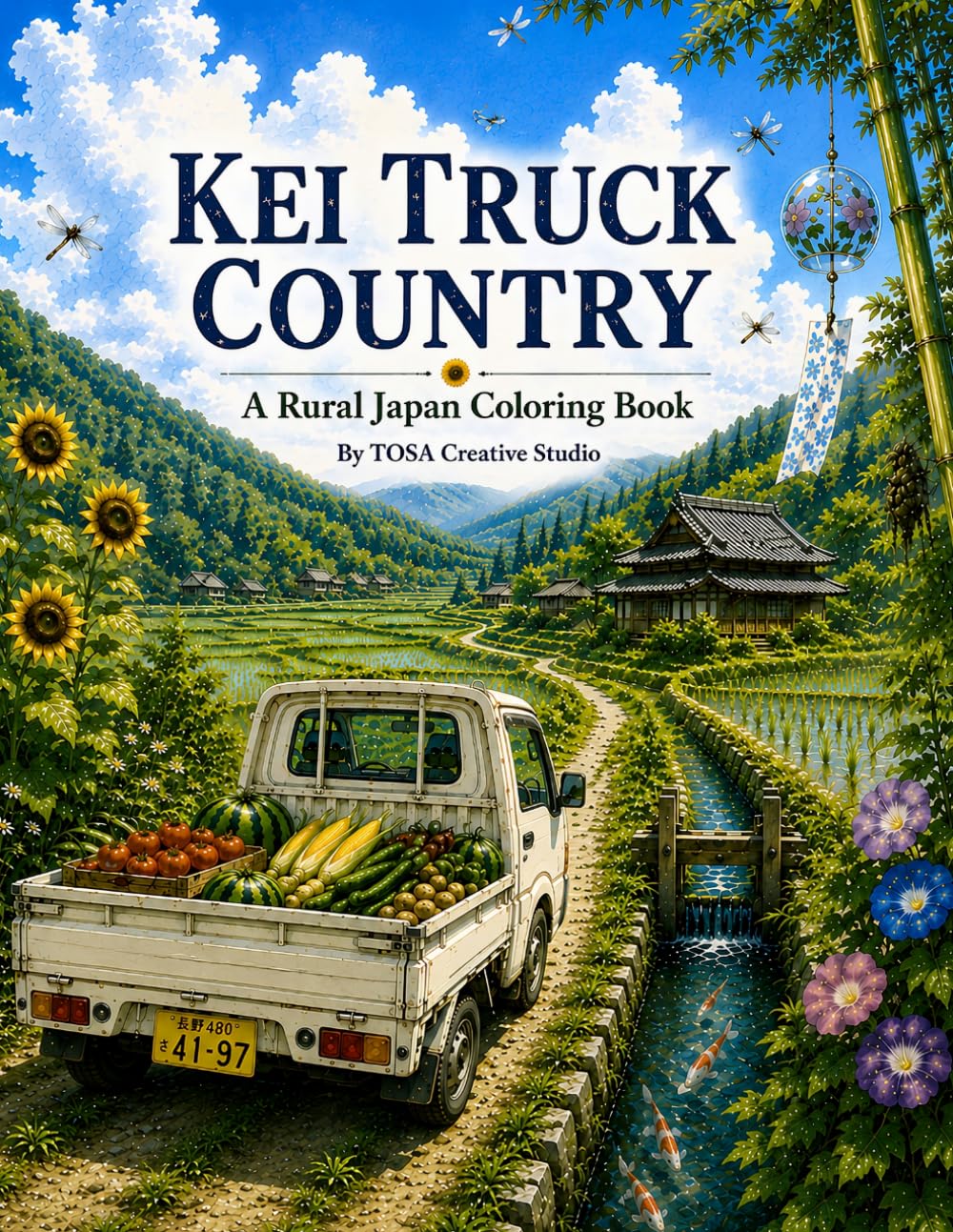 KEI TRUCK COUNTRY: A Rural Japan Coloring Book: 50 Relaxing Scenes of Rural Japan, Farm Life, Festivals, and Country Roads