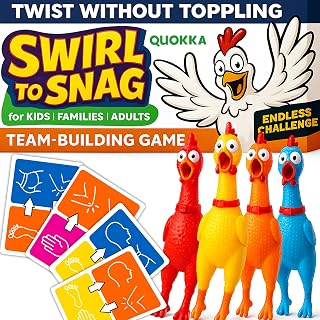 QUOKKA Fast-Paced Challenge with Chickens, Color Bracelets & 100 Cards – Outrageous Group Game for Game Night, House Parties & Grown-Up Chaos – A New Take on a Classic Floor Games