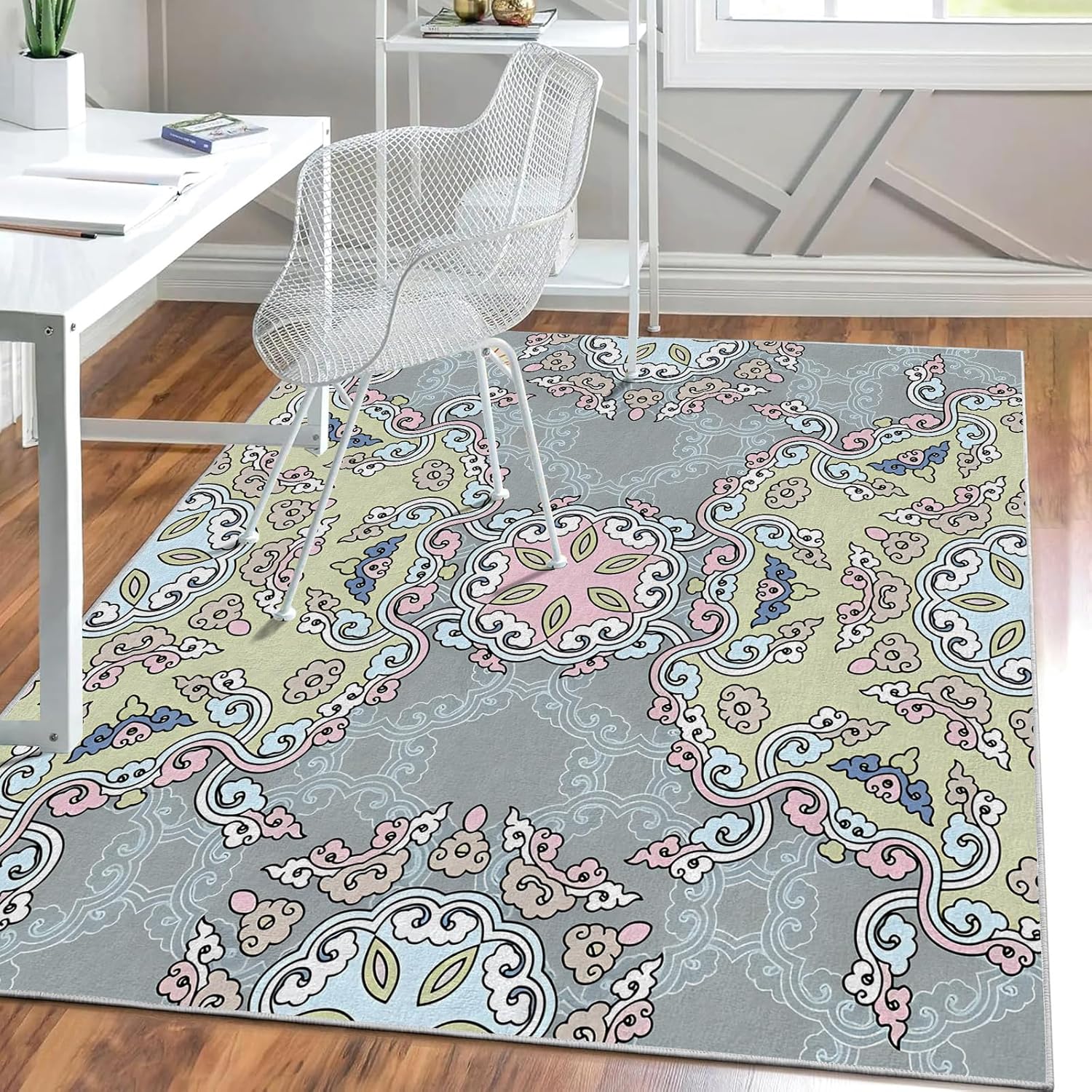Bohemian Rugs for Entryway, Ethnic Area Rug 2x3, Washable Non-Slip Low-Pile Small Indoor Door Mat, Floor Carpet for Laundry Room Bathroom, Mystical Patterned Room Decor Throw Rug RG-11