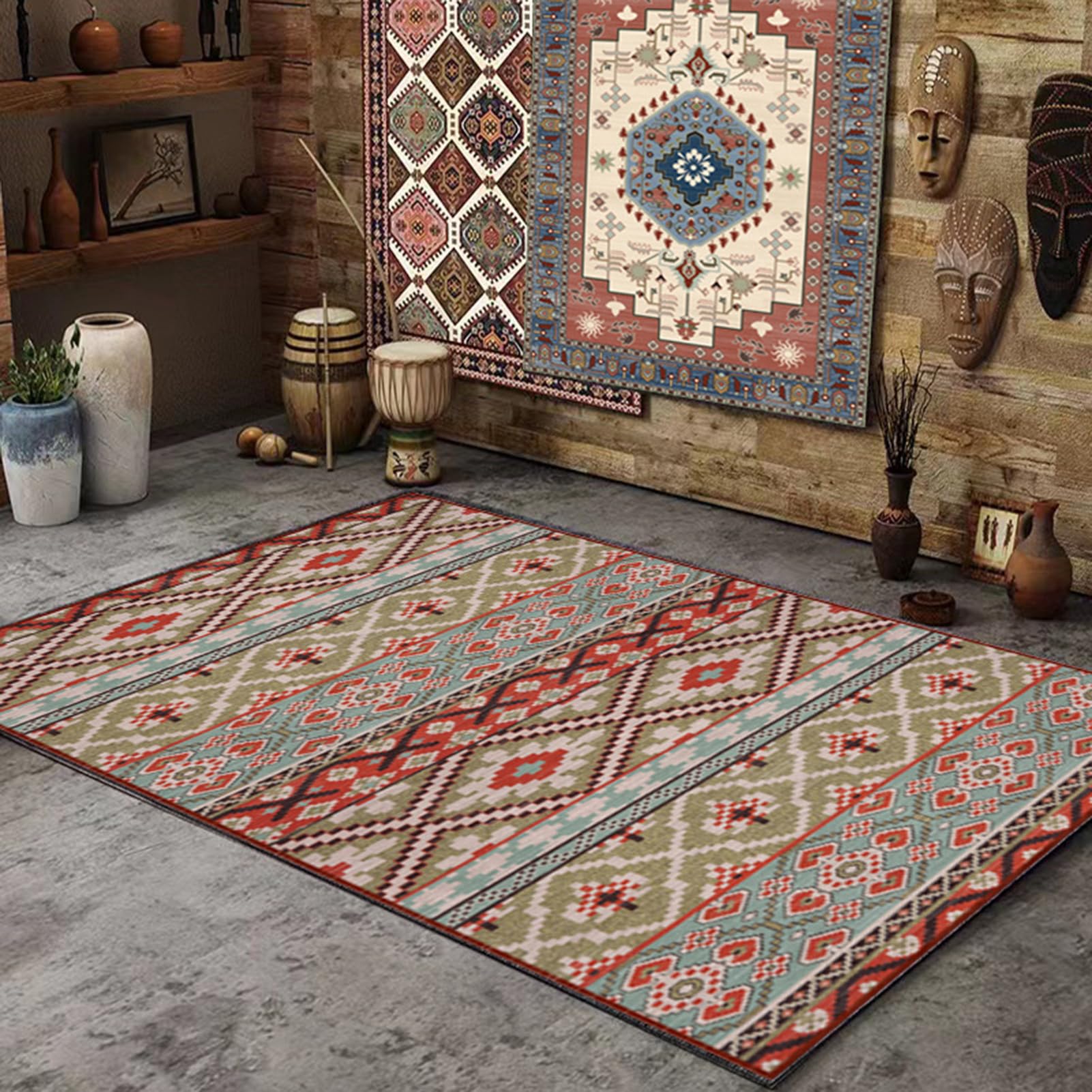 HGTRH Outdoor Patio Rug Waterproof Non Slip Washable, Rugs Outdoor Waterproof 5x7, Crystal Velvet Outdoor Carpet Tiles for Patio Portable Camping RV Rug Indoor Outdoor Area Rug for Porch Balcony